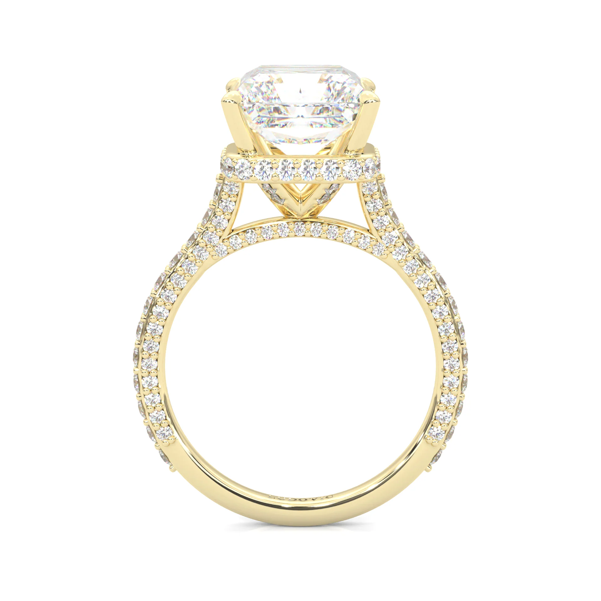Starlight Halo Moissanite Engagement Ring (14K Yellow Gold ) - Image 4