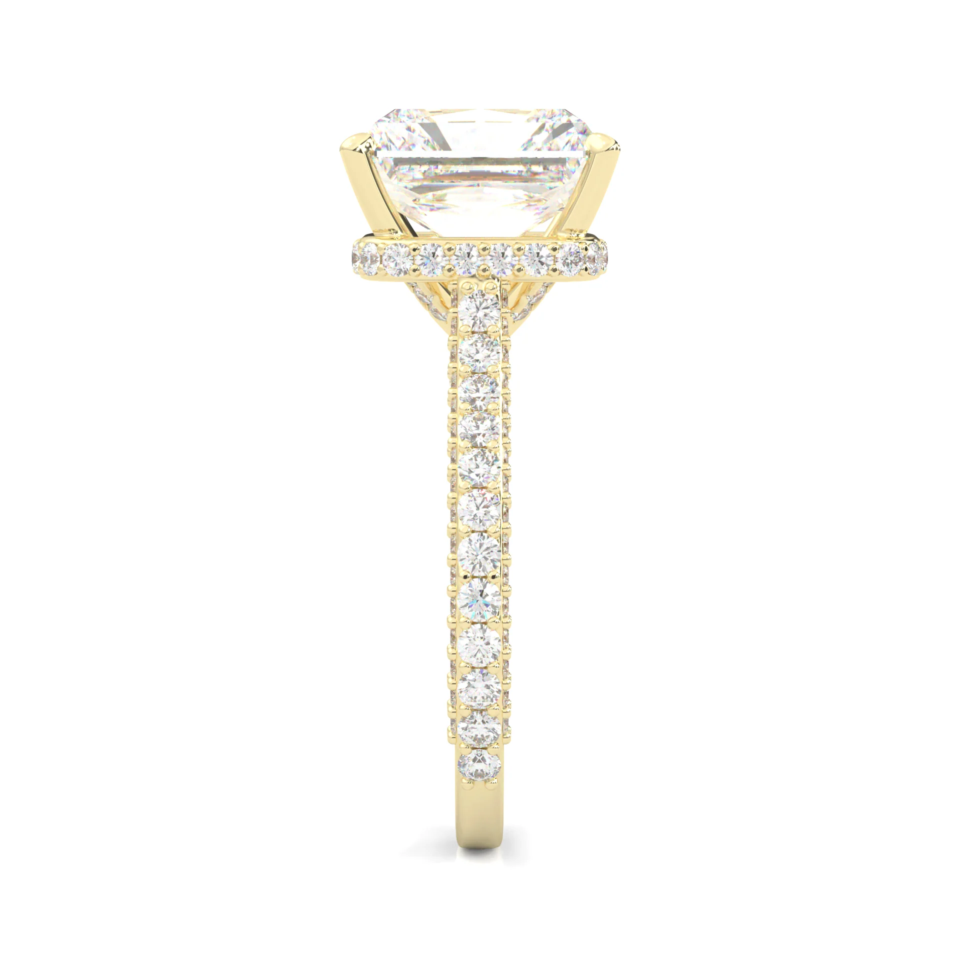 Starlight Halo Moissanite Engagement Ring (14K Yellow Gold ) - Image 5