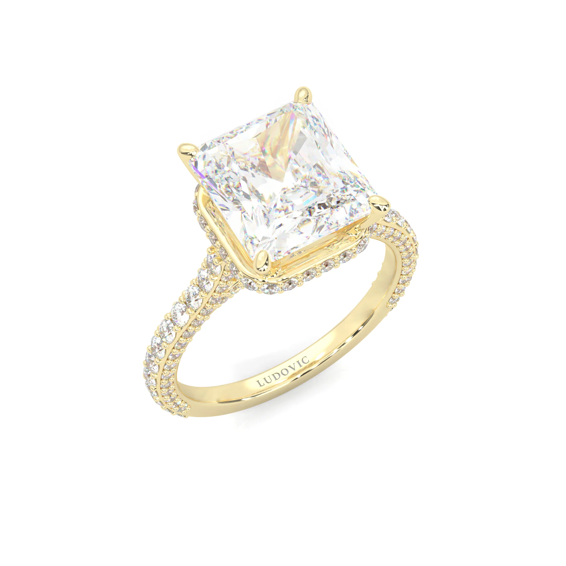 Starlight Halo Moissanite Engagement Ring (14K Yellow Gold ) - Image 6