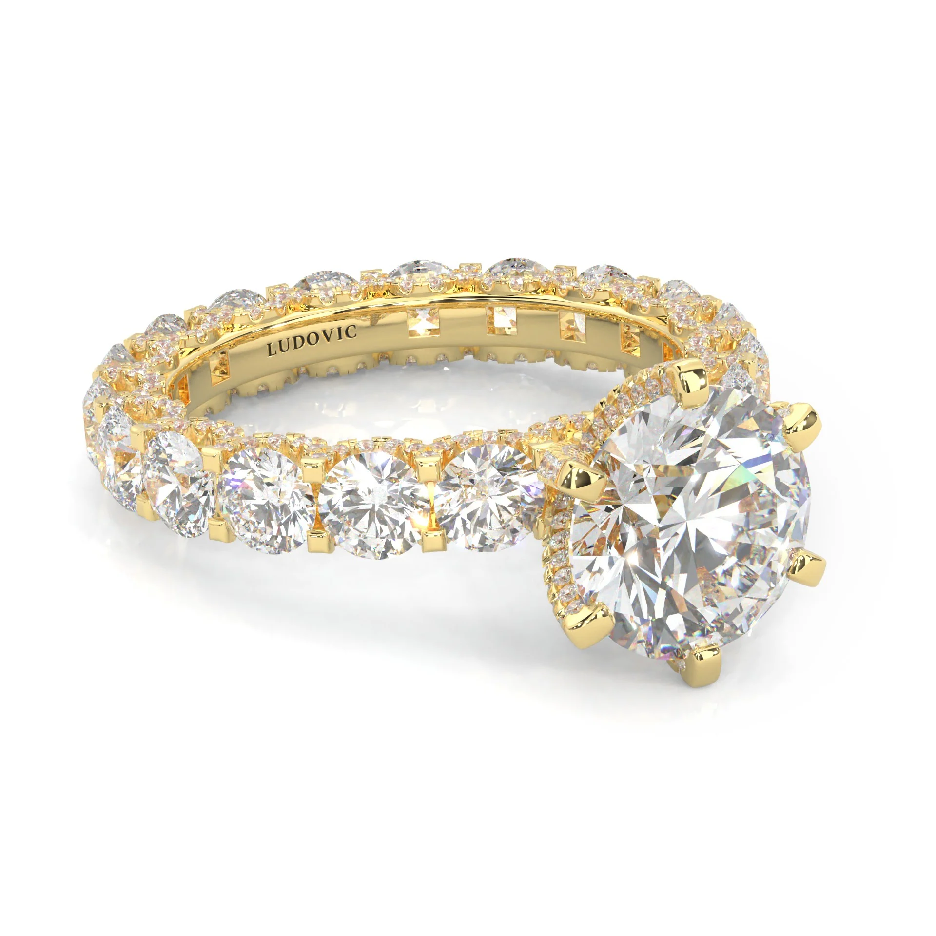 Supernova II - Ludovic Moissanite Ring (3-Carat Main Stone) ( Yellow Gold 14K) - Image 3
