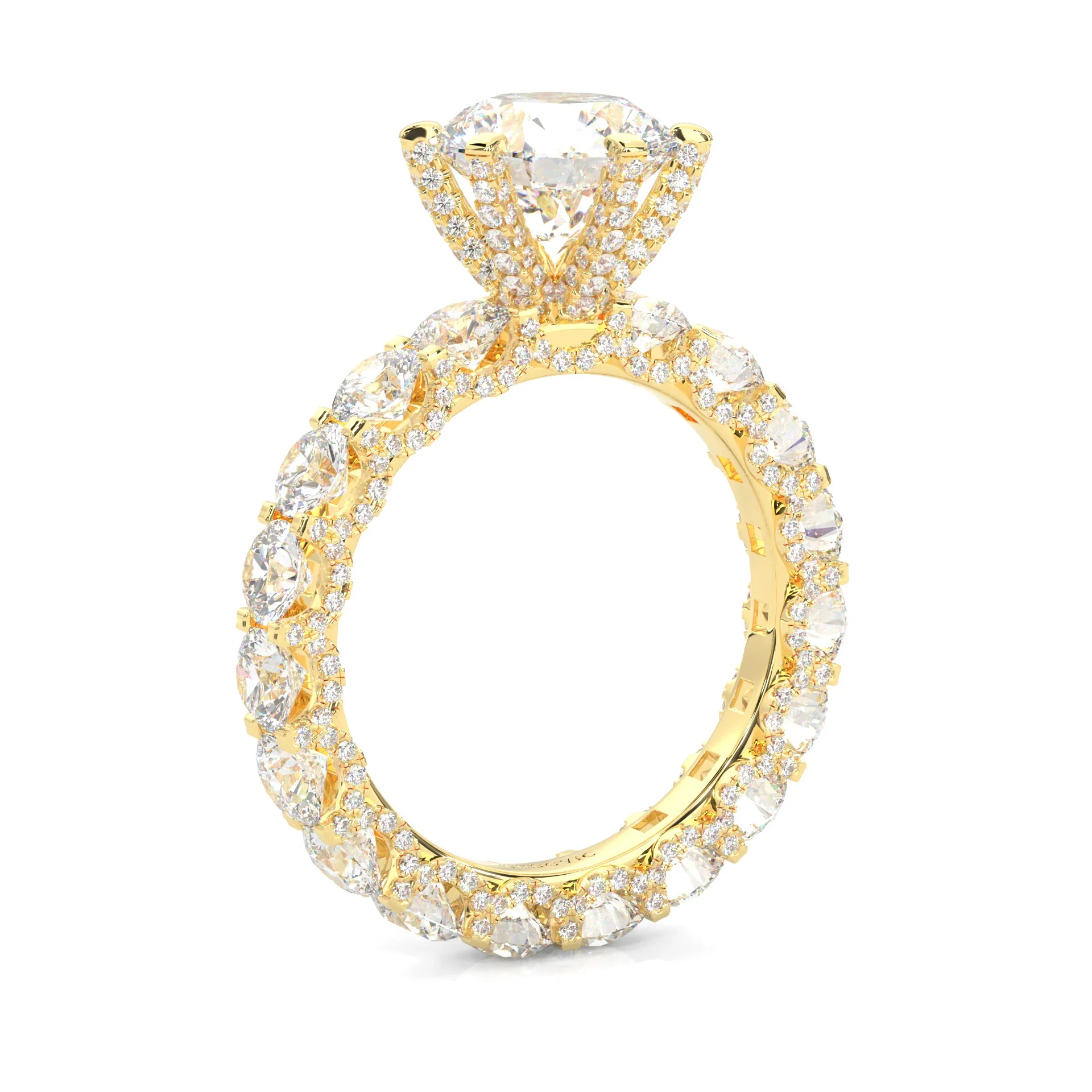 Supernova II - Ludovic Moissanite Ring (3-Carat Main Stone) ( Yellow Gold 14K) - Image 5
