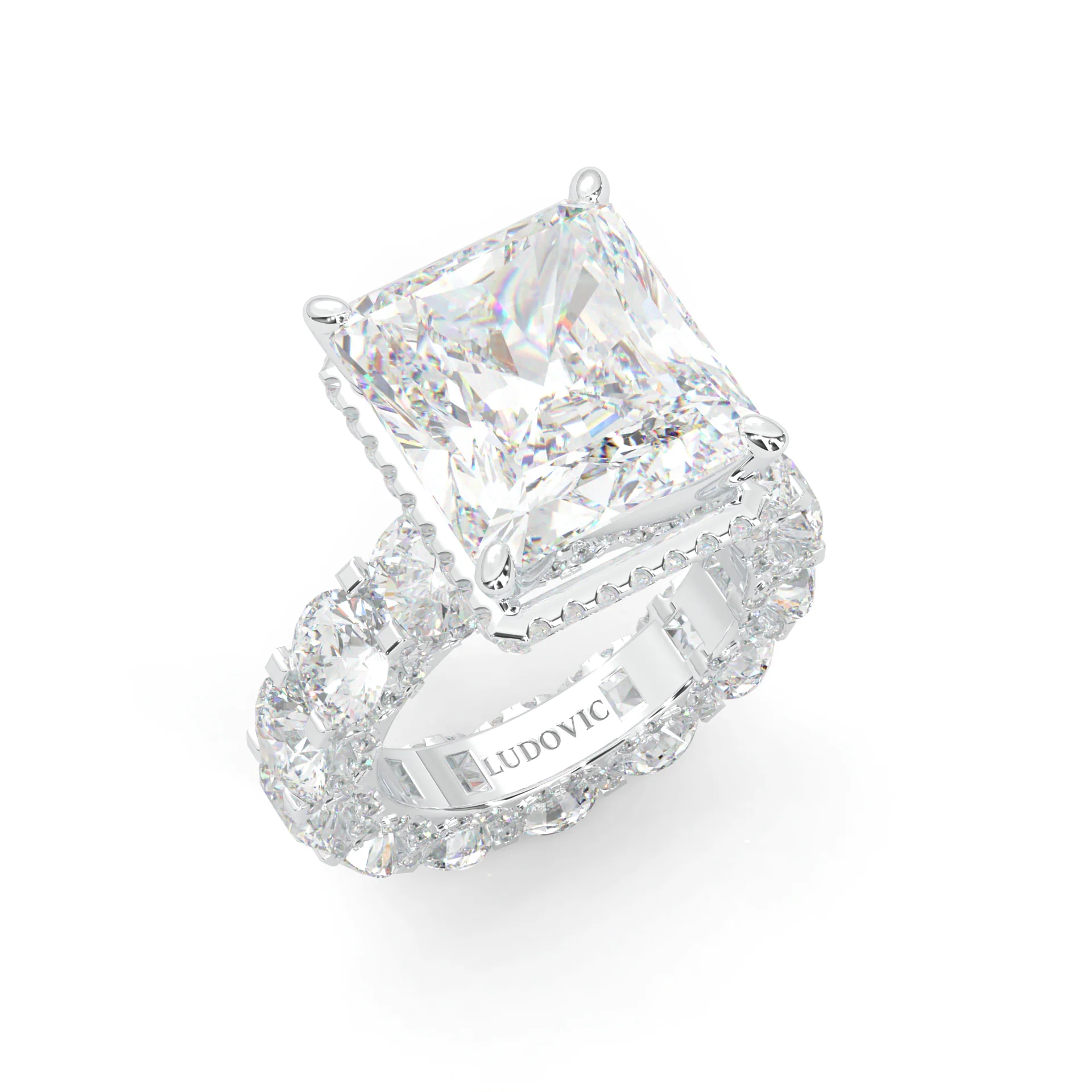 Supernova II - Ludovic Moissanite Ring ( Radiant Cut ) (5-Carat Main Stone) - Image 5