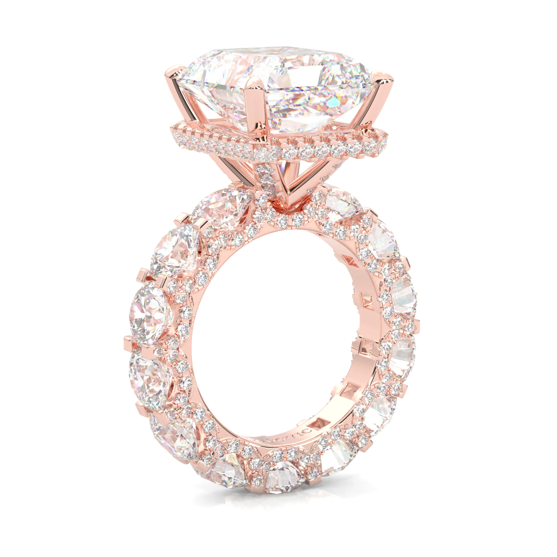 Supernova II - Ludovic Moissanite Ring ( Radiant Cut ) (10-Carat Main Stone) (Rose Gold 14K ) - Image 2