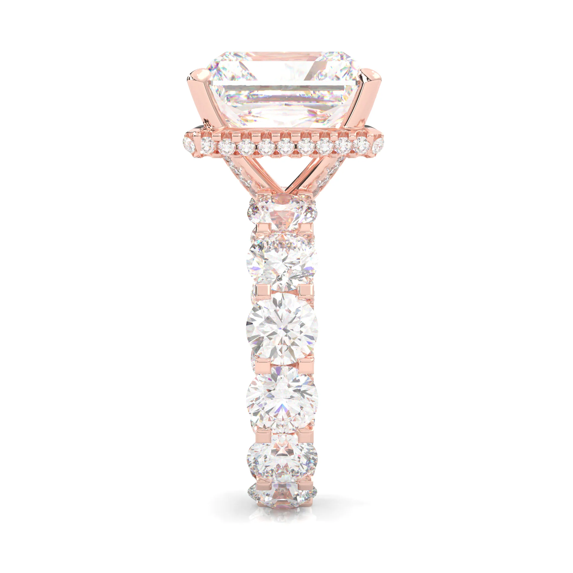 Supernova II - Ludovic Moissanite Ring ( Radiant Cut ) (10-Carat Main Stone) (Rose Gold 14K ) - Image 4