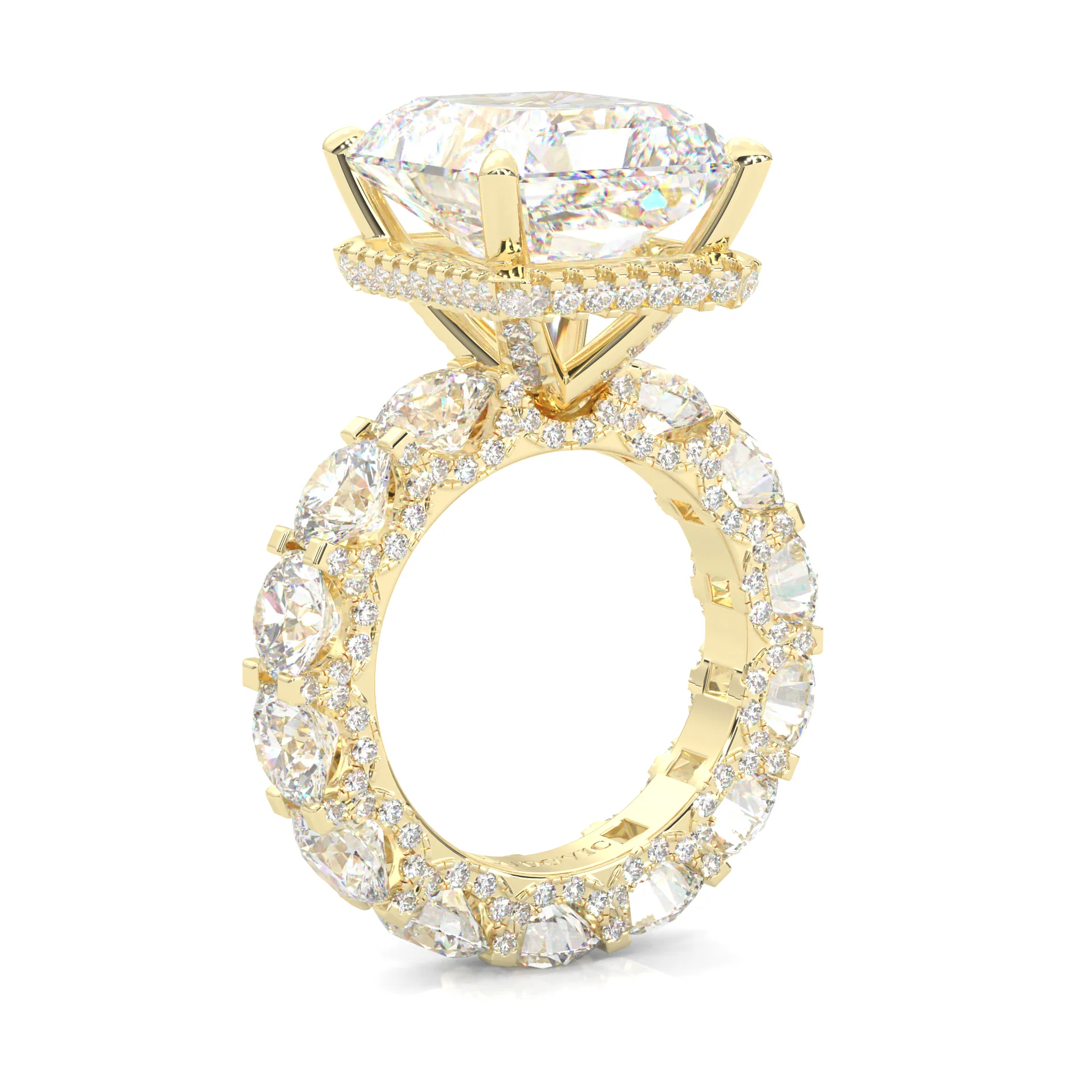 Supernova II - Ludovic Moissanite Ring ( Radiant Cut ) (10-Carat Main Stone) (Yellow Gold 14K ) - Image 2