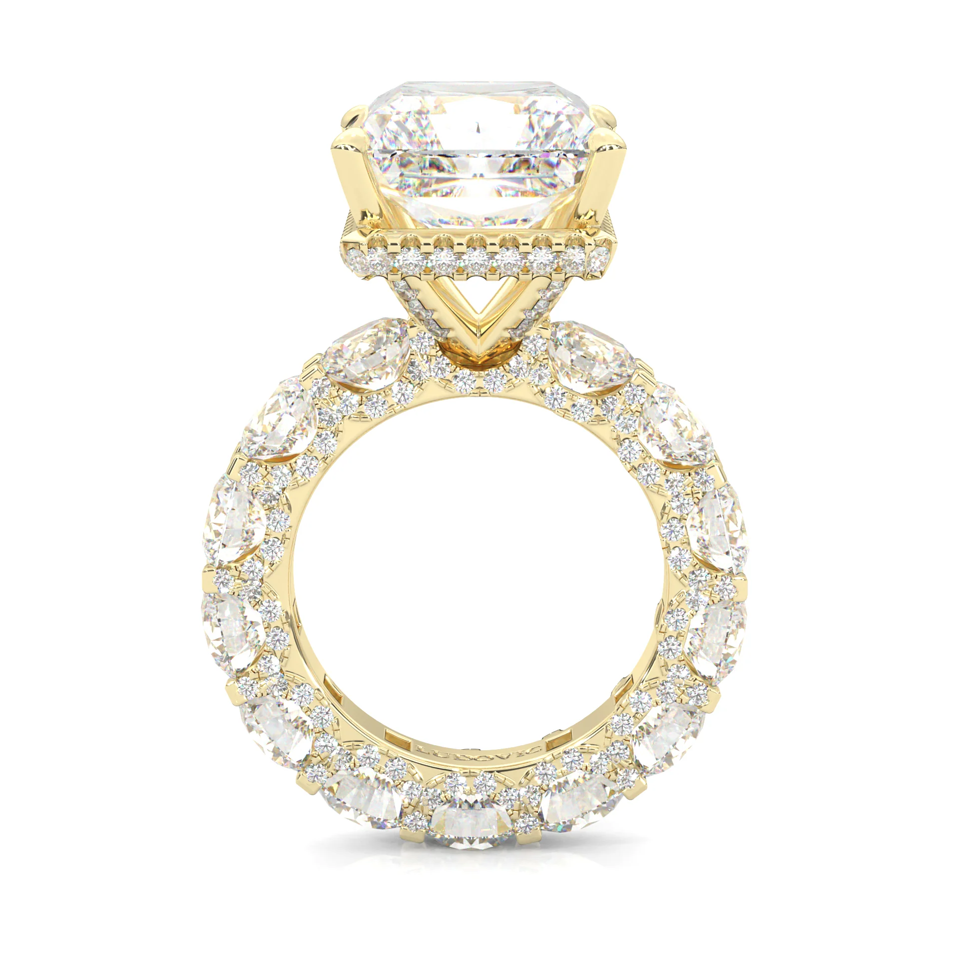 Supernova II - Ludovic Moissanite Ring ( Radiant Cut ) (10-Carat Main Stone) (Yellow Gold 14K ) - Image 3