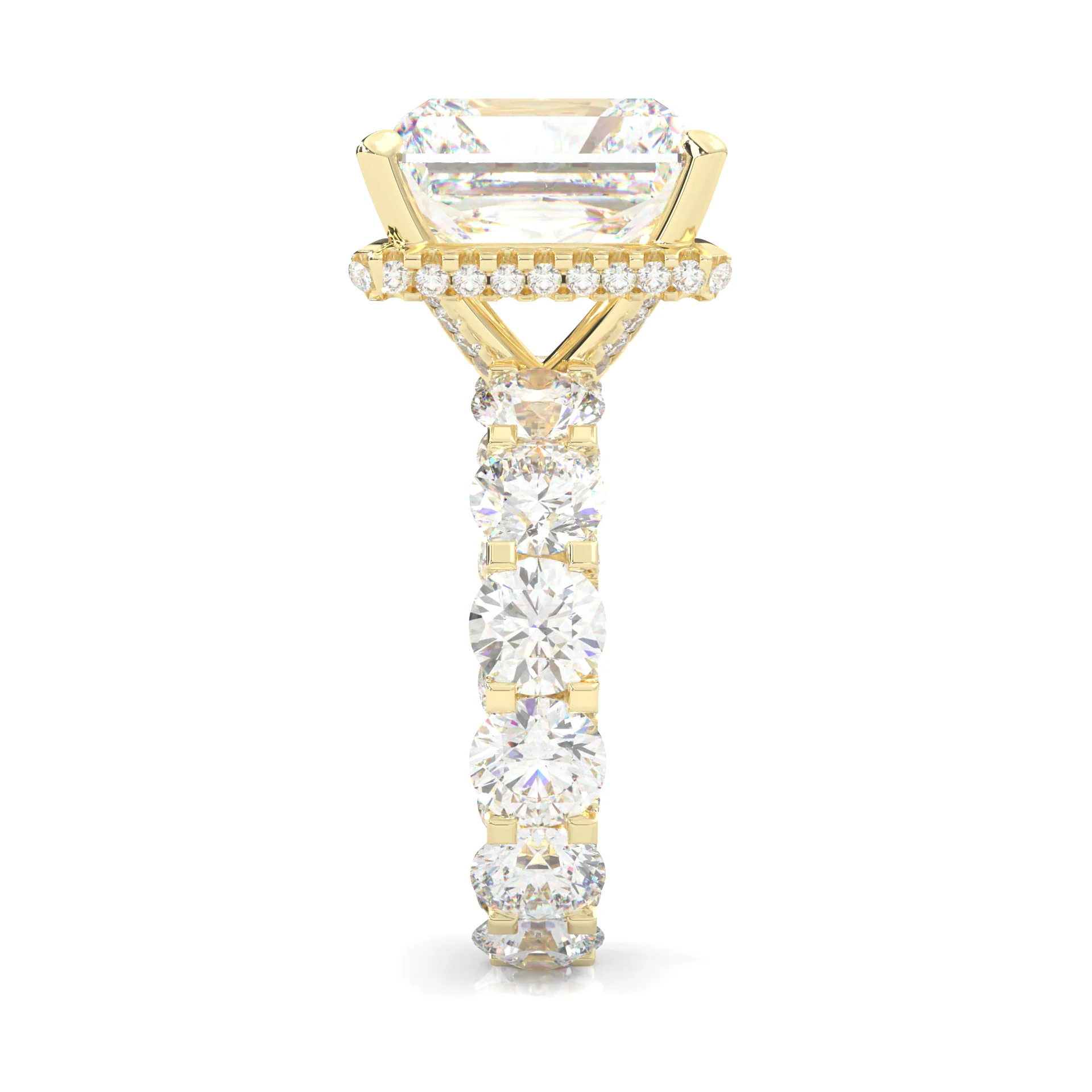 Supernova II - Ludovic Moissanite Ring ( Radiant Cut ) (10-Carat Main Stone) (Yellow Gold 14K ) - Image 4