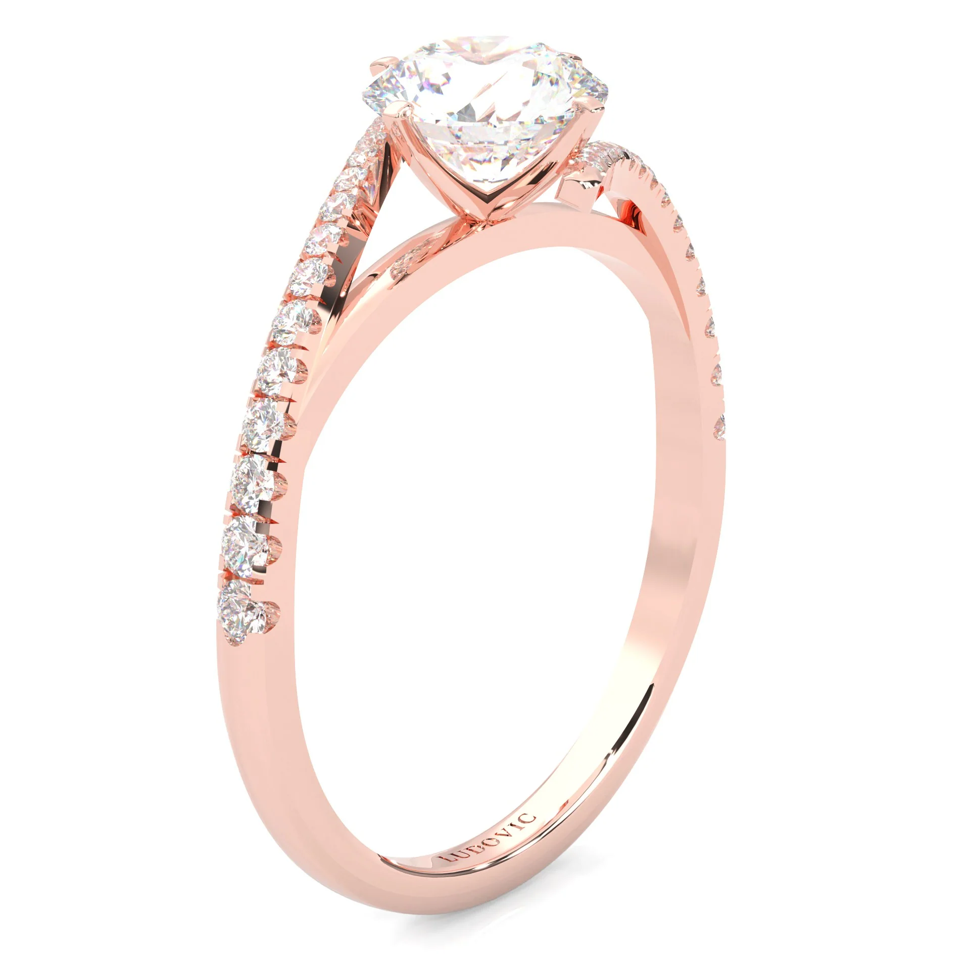 Luna Arc Moissanite Engagement Ring (Rose Gold 14k) - Image 3