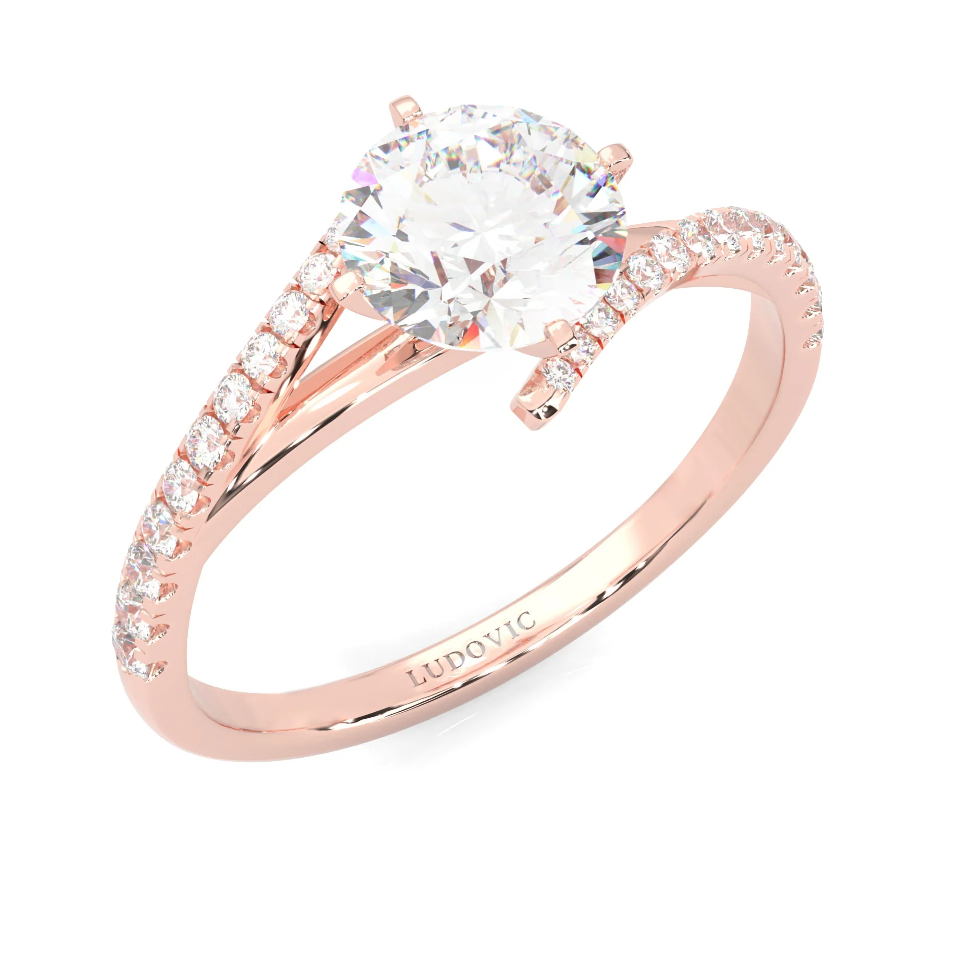 Luna Arc Moissanite Engagement Ring (Rose Gold 14k) - Image 6