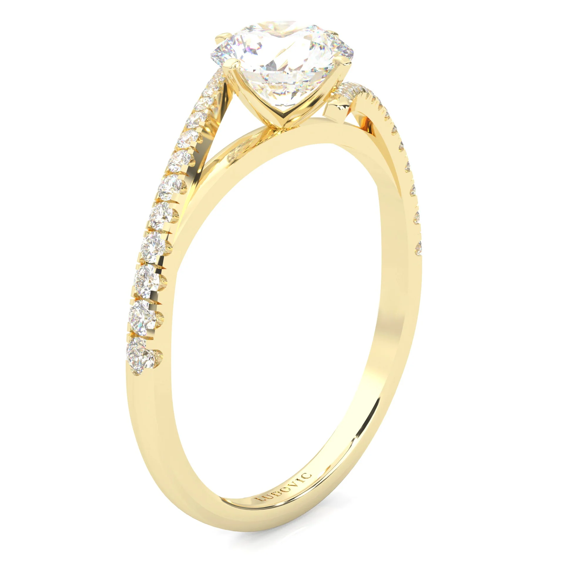 Luna Arc Moissanite Engagement Ring ( Yellow Gold 14k) - Image 3