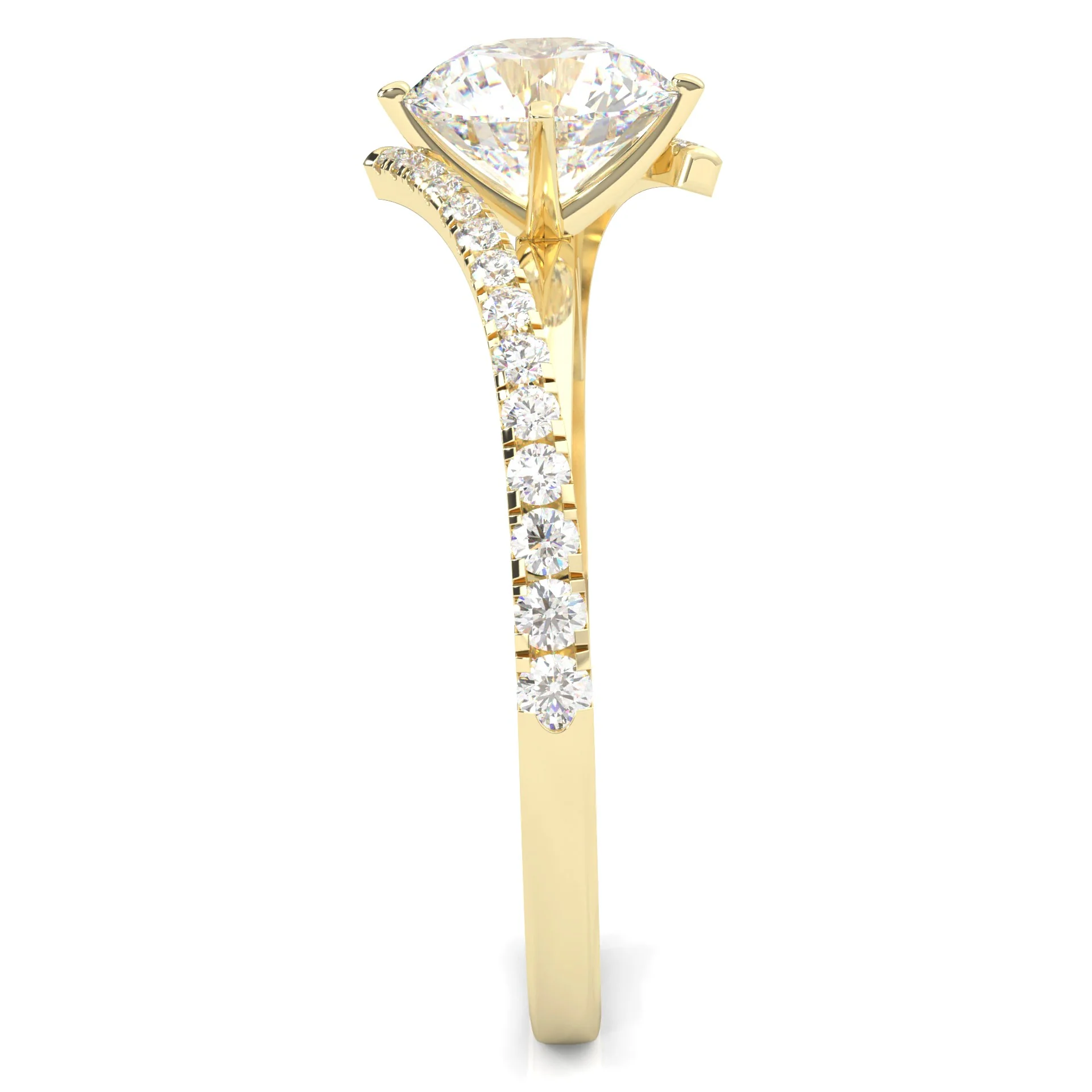 Luna Arc Moissanite Engagement Ring ( Yellow Gold 14k) - Image 4