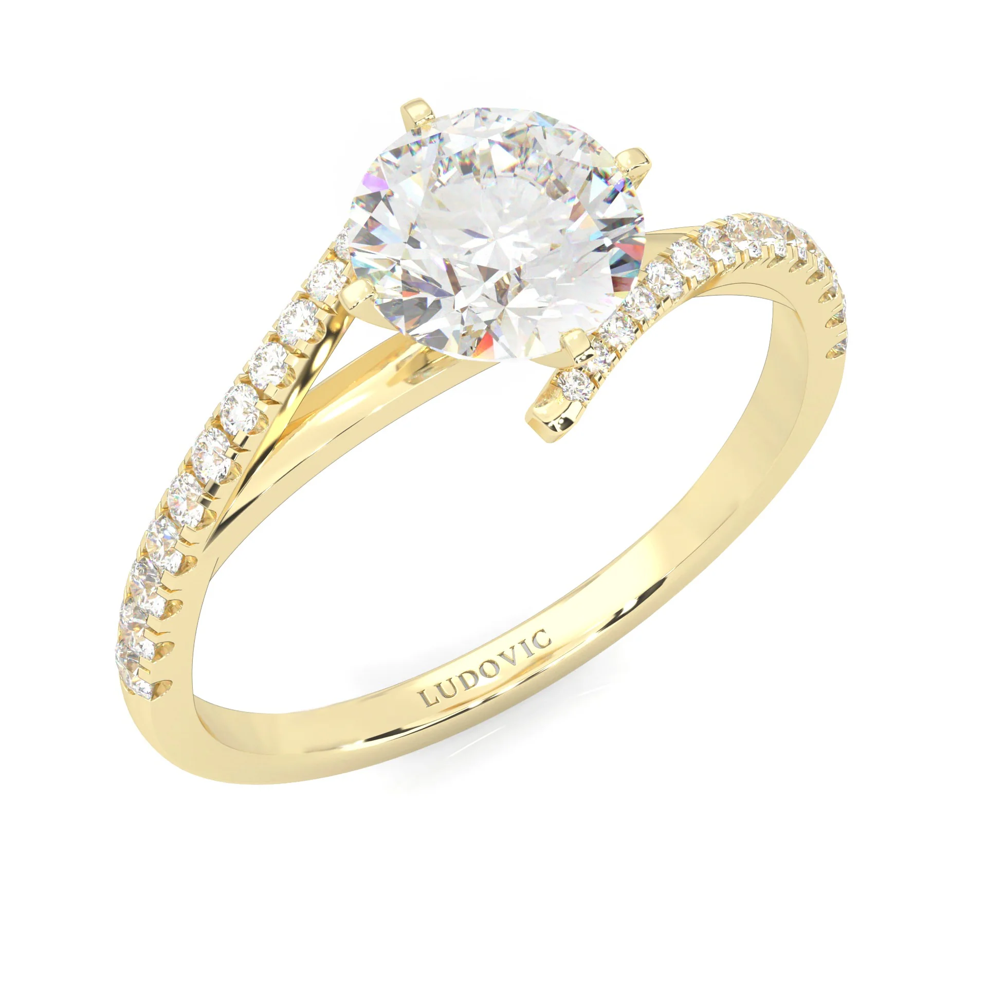 Luna Arc Moissanite Engagement Ring ( Yellow Gold 14k) - Image 6