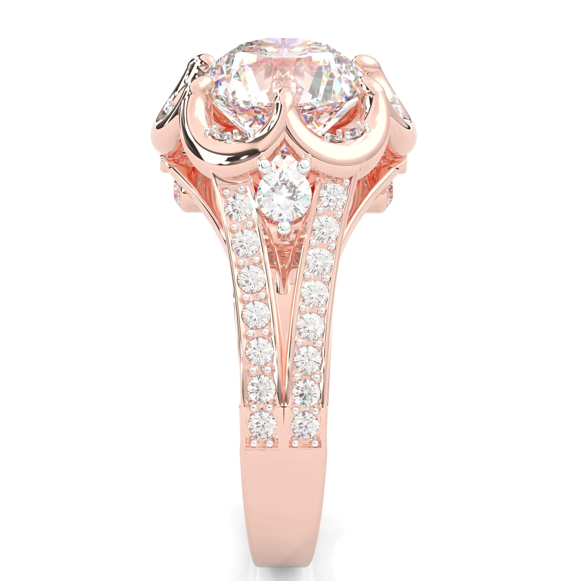 The Angel Belle Moissanite Engagement Ring ( Rose Gold 14k ) - Image 3