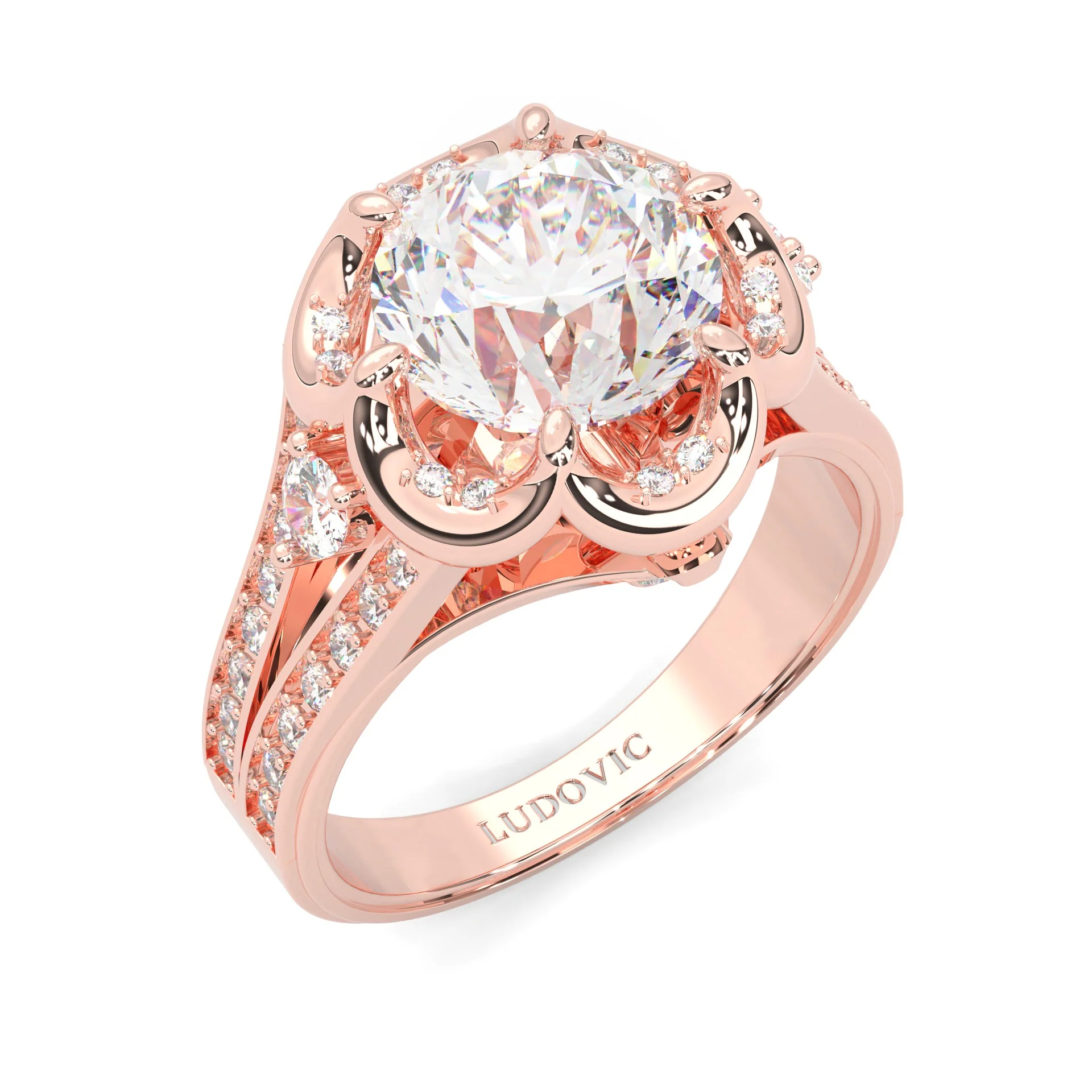 The Angel Belle Moissanite Engagement Ring ( Rose Gold 14k ) - Image 6