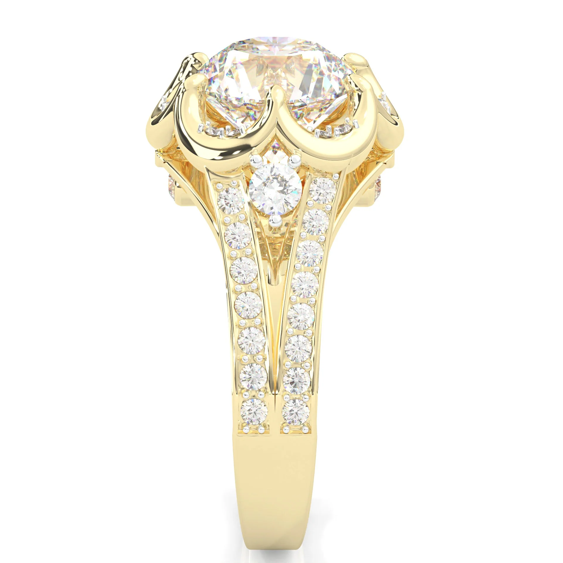 The Angel Belle Moissanite Engagement Ring ( Yellow Gold 14k ) - Image 3