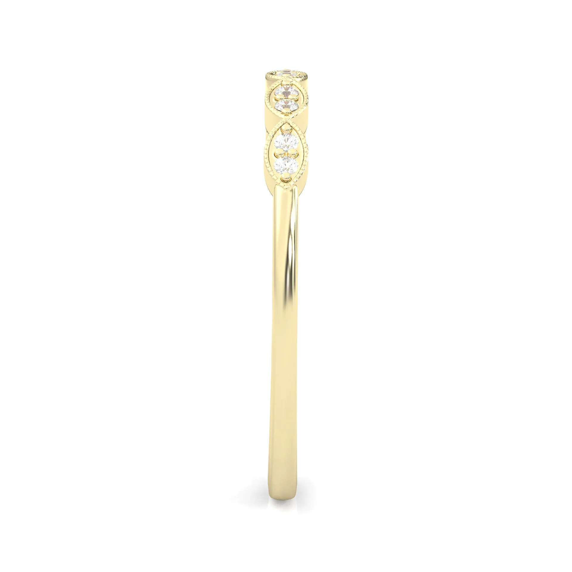 The Antique Halo Moissanite Wedding Band ( Yellow Gold ) - Image 3