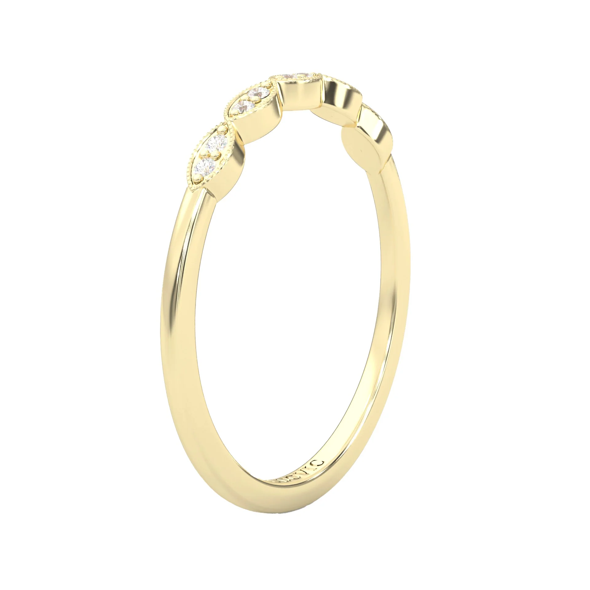 The Antique Halo Moissanite Wedding Band ( Yellow Gold ) - Image 4