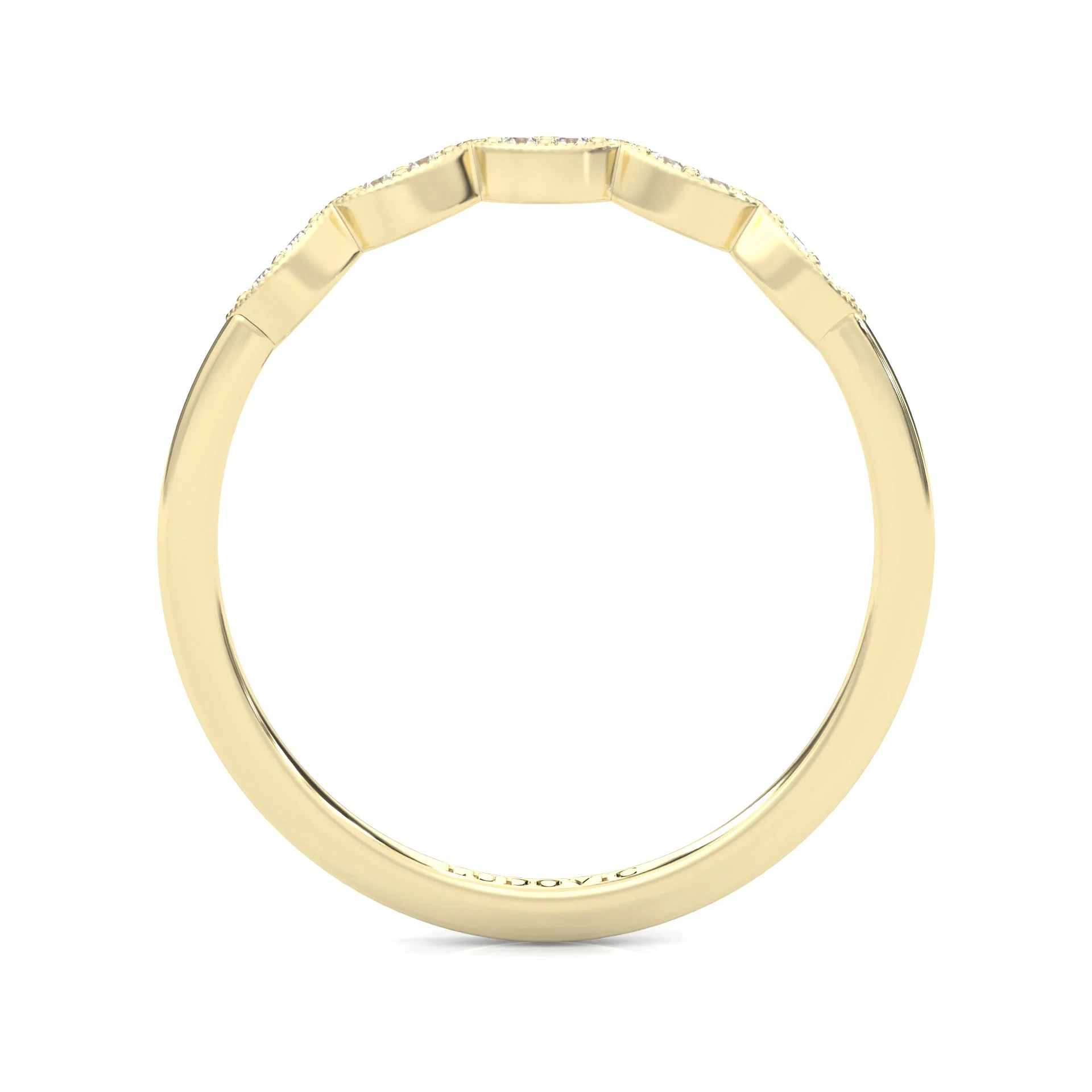 The Antique Halo Moissanite Wedding Band ( Yellow Gold ) - Image 5