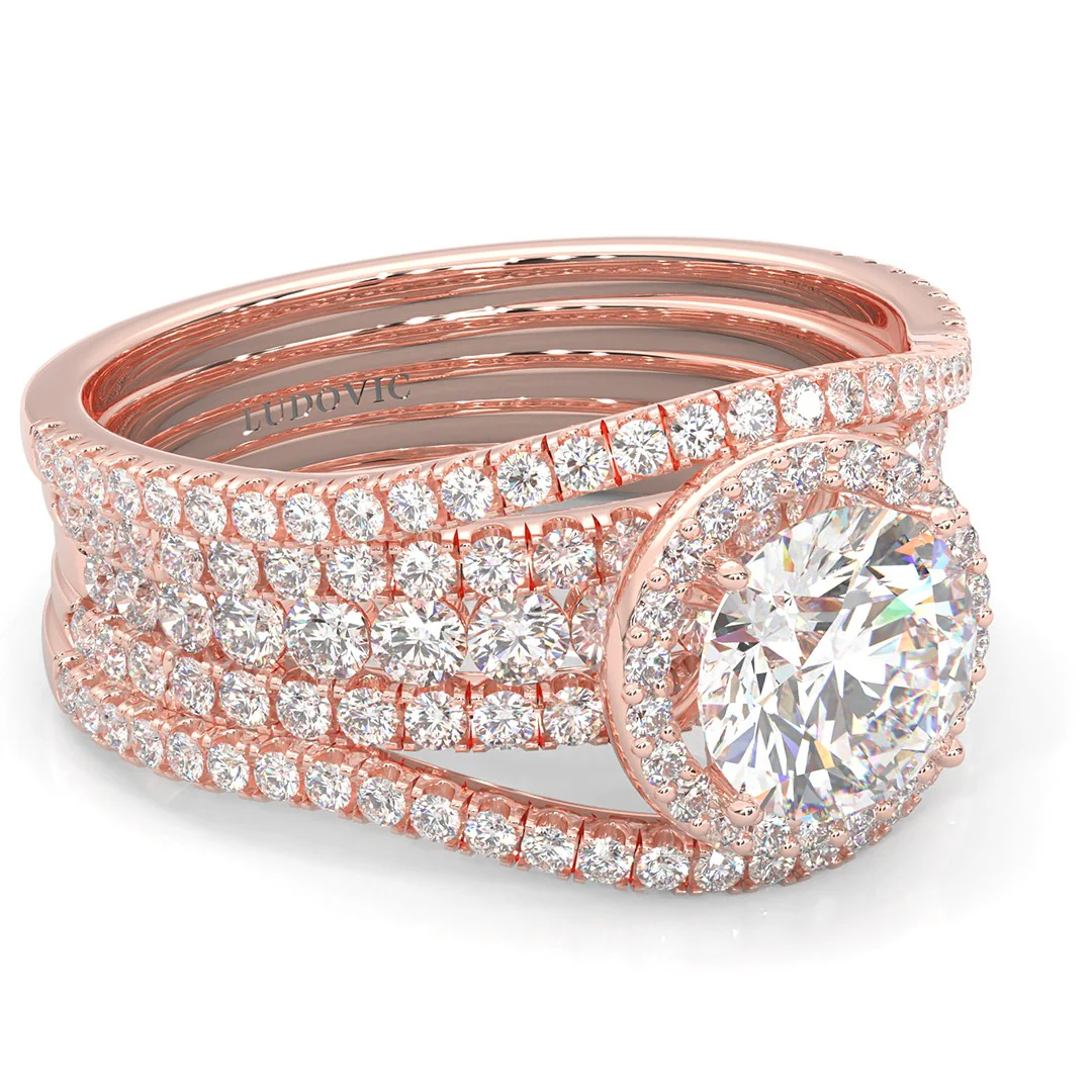 The Astral Luminance Moissanite Cocktail Ring ( Rose Gold 14k ) - Image 2