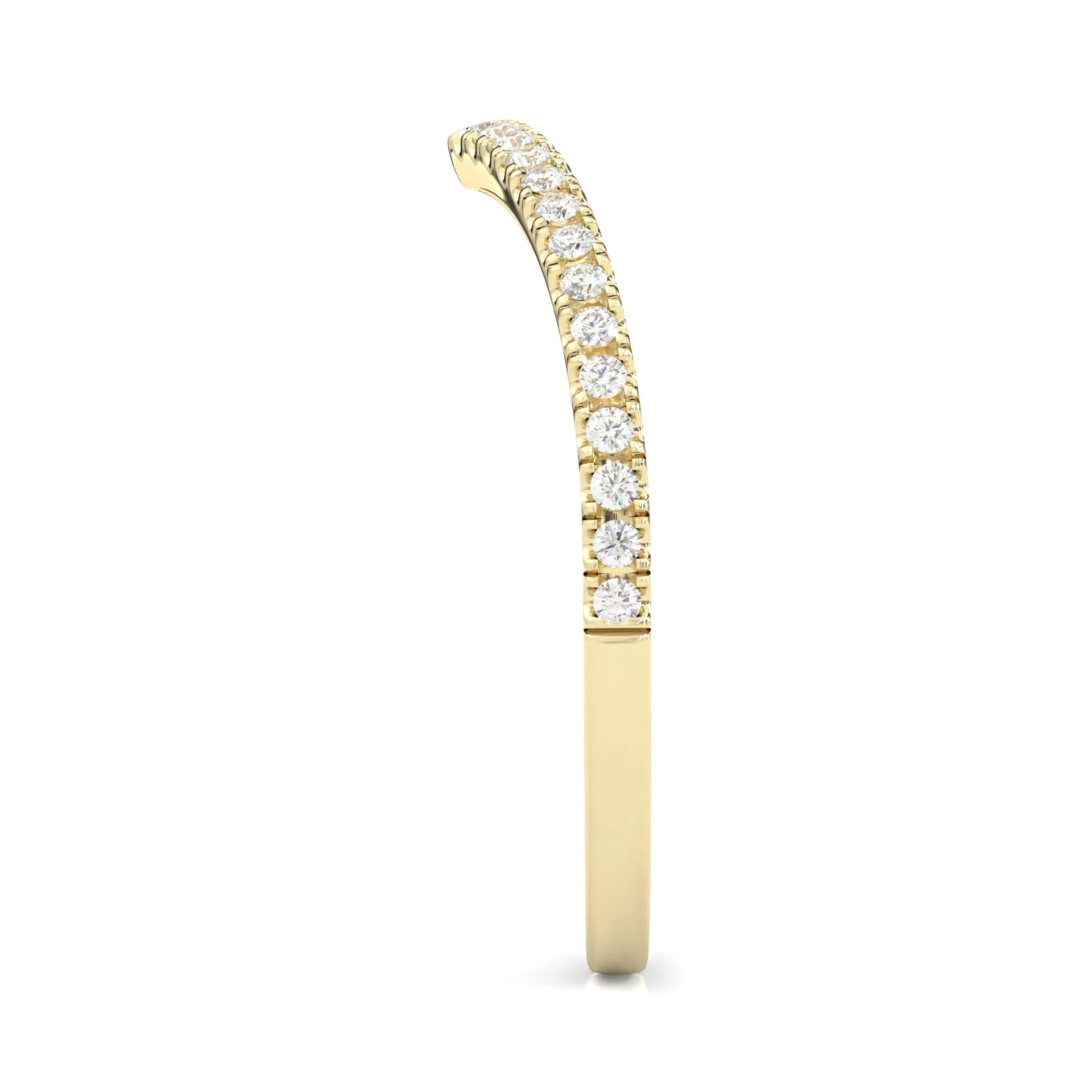The Curved Swan Moissanite Wedding band ( Yellow Gold ) - Image 3