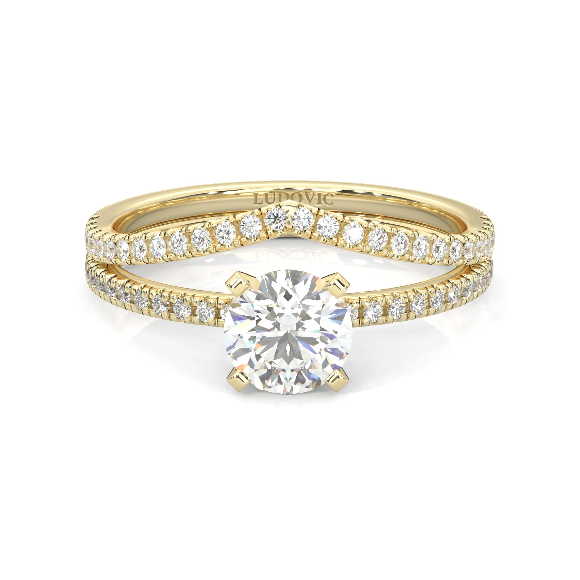The Curved Swan Moissanite Wedding Set ( Yellow Gold )