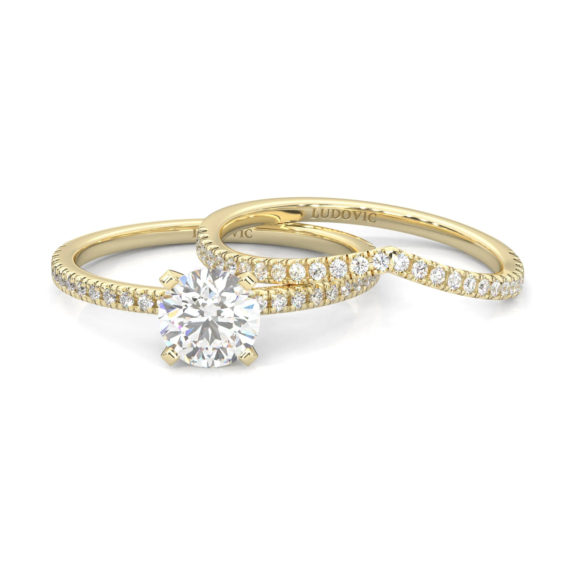 The Curved Swan Moissanite Wedding Set ( Yellow Gold ) - Image 2