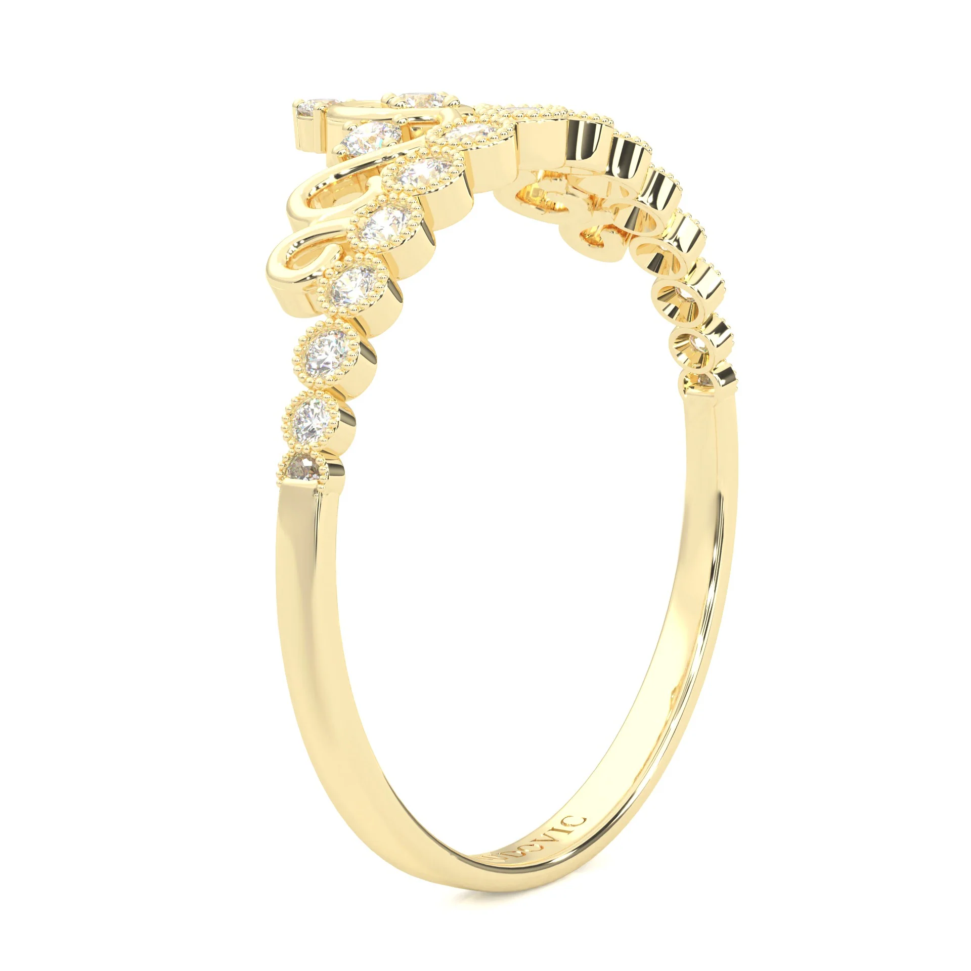 The Dearest Orb Moissanite Wedding Band ( Yellow Gold ) - Image 4