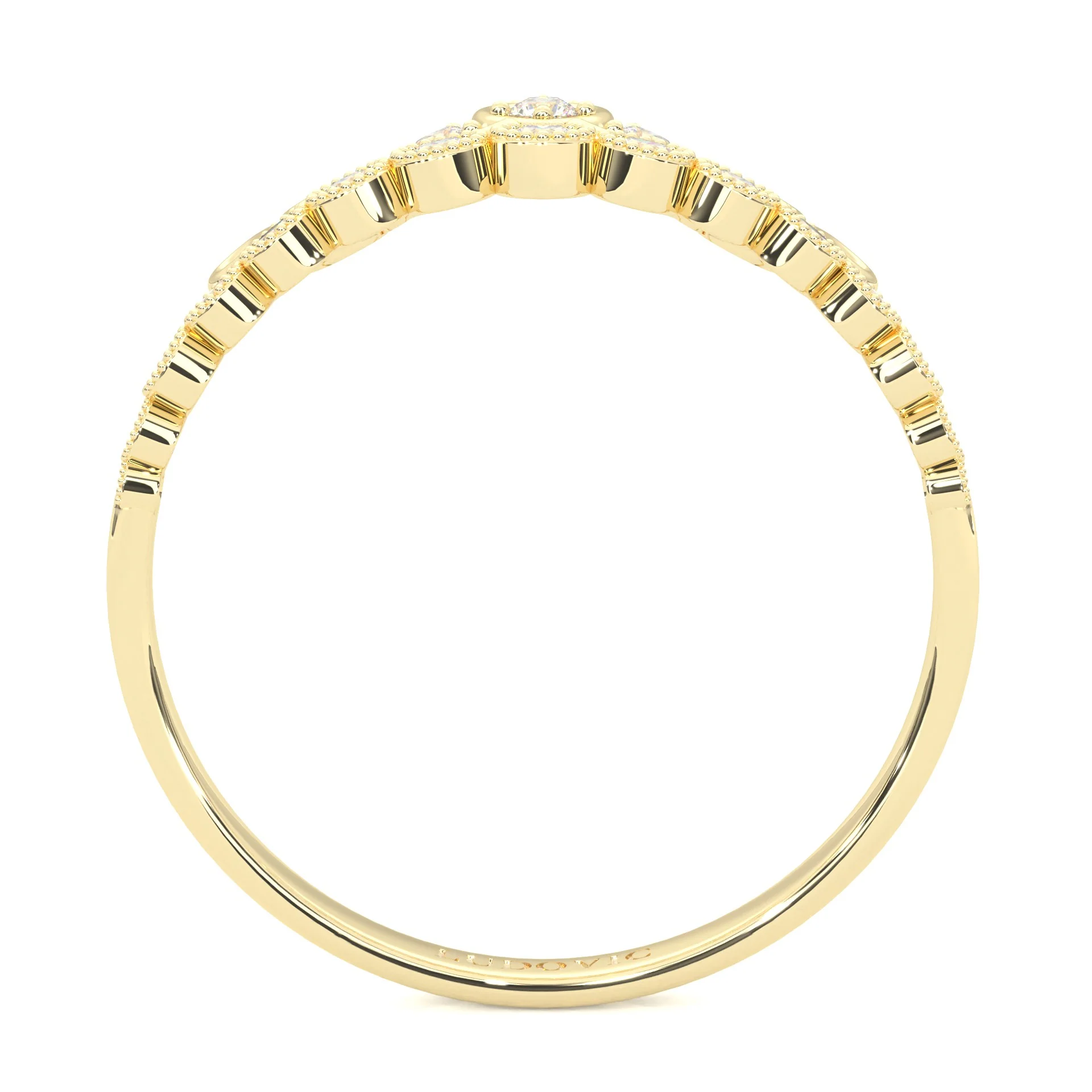The Dearest Orb Moissanite Wedding Band ( Yellow Gold ) - Image 5