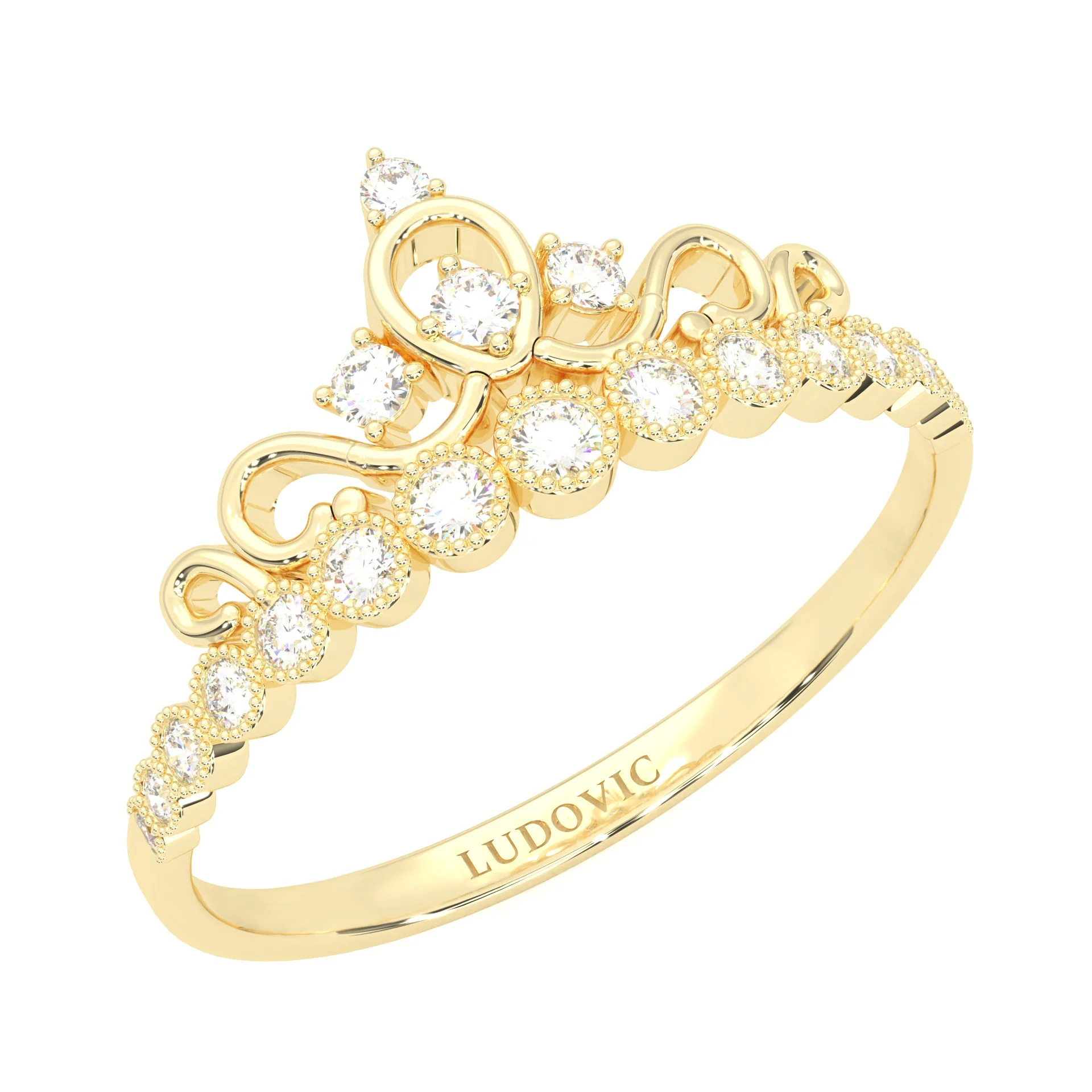 The Dearest Orb Moissanite Wedding Band ( Yellow Gold ) - Image 6