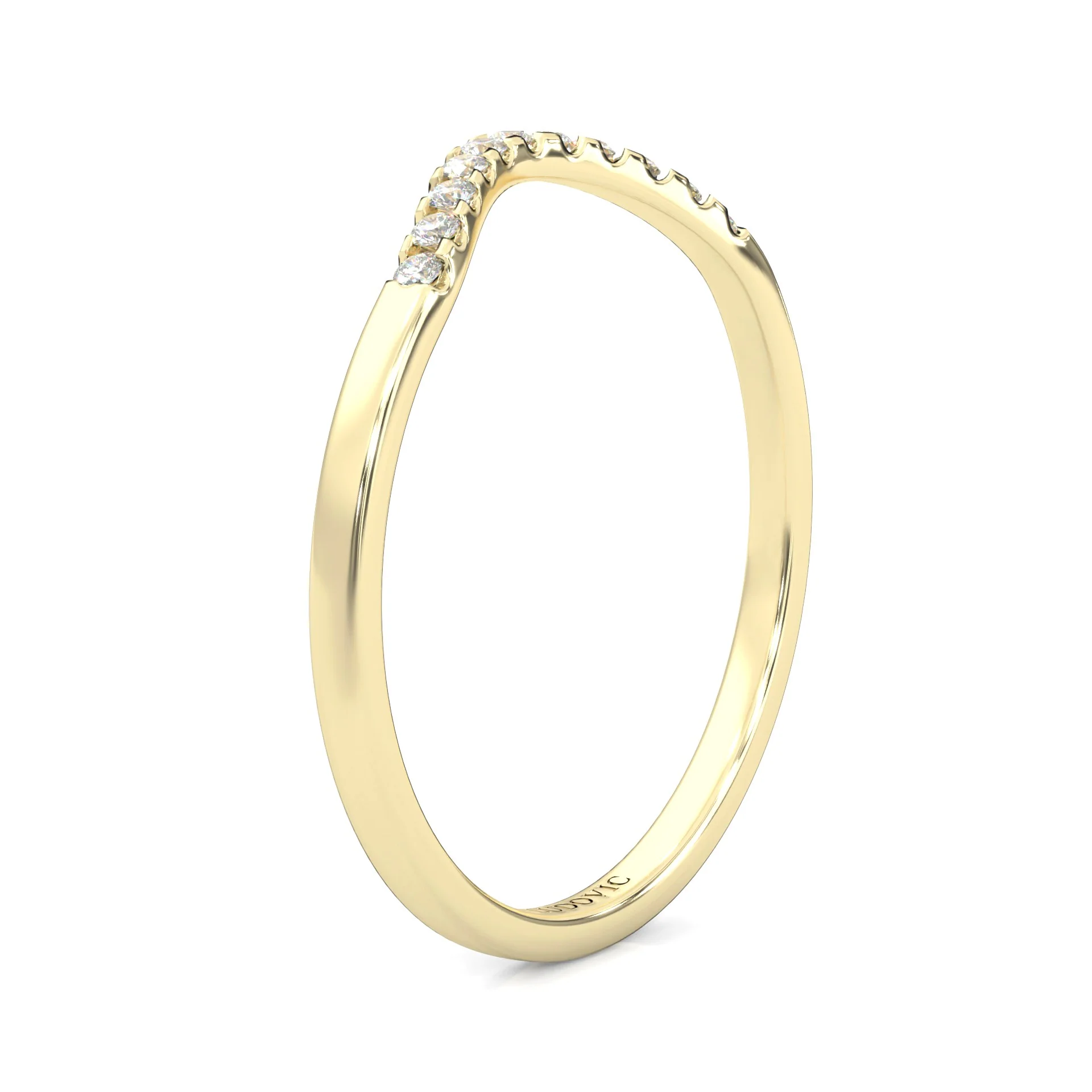 The Elated Palm Moissanite Wedding Band ( Yellow Gold ) - Image 4