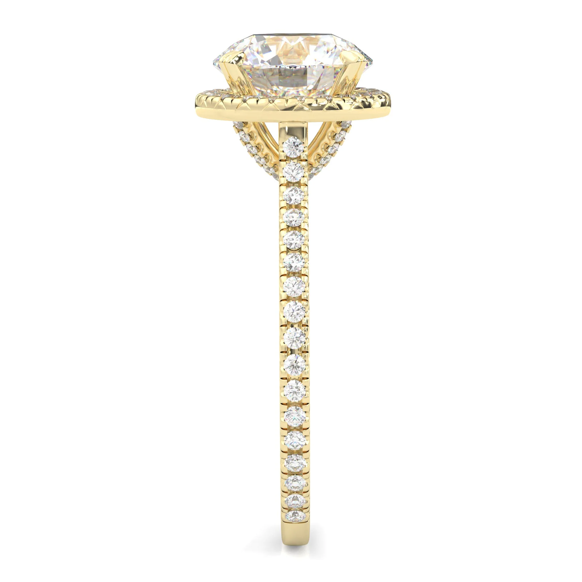 The Luminous Halo Moissanite Engagement Ring ( Yellow Gold 14K ) - Image 3