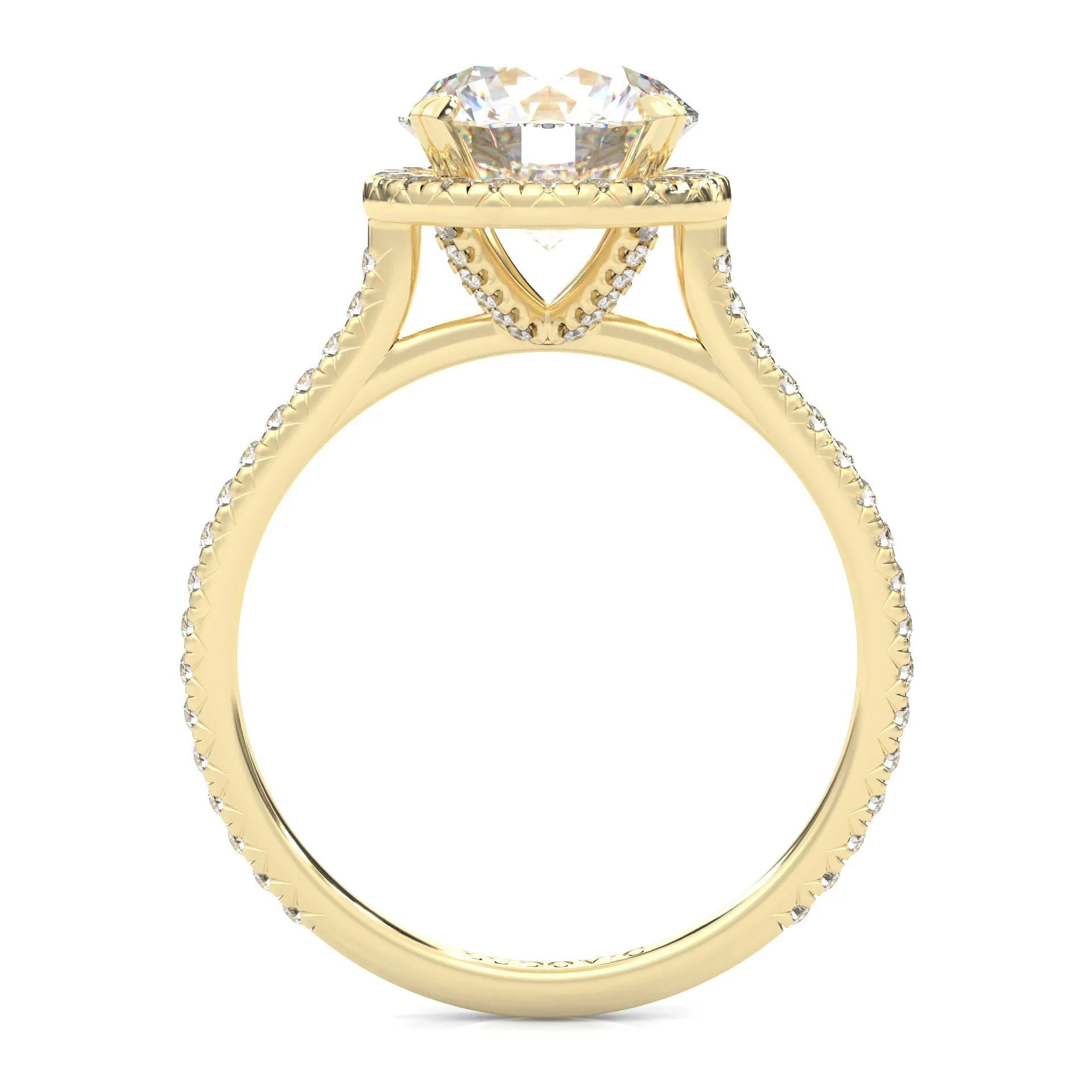 The Luminous Halo Moissanite Engagement Ring ( Yellow Gold 14K ) - Image 5