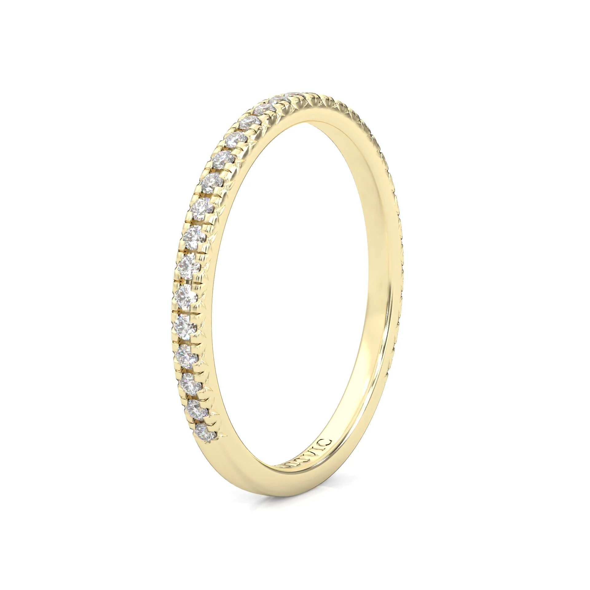 The Luminous Halo Moissanite Wedding Band ( Yellow Gold ) - Image 4