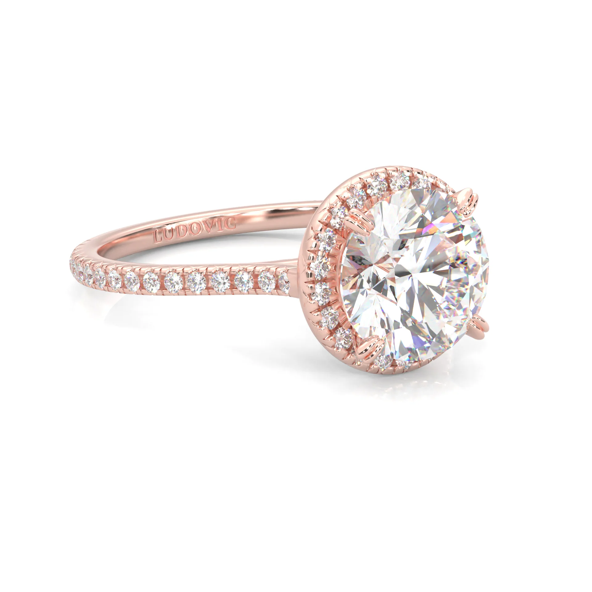 The Luminous Halo Moissanite Wedding Set (14k Solid Rose Gold) - Image 3