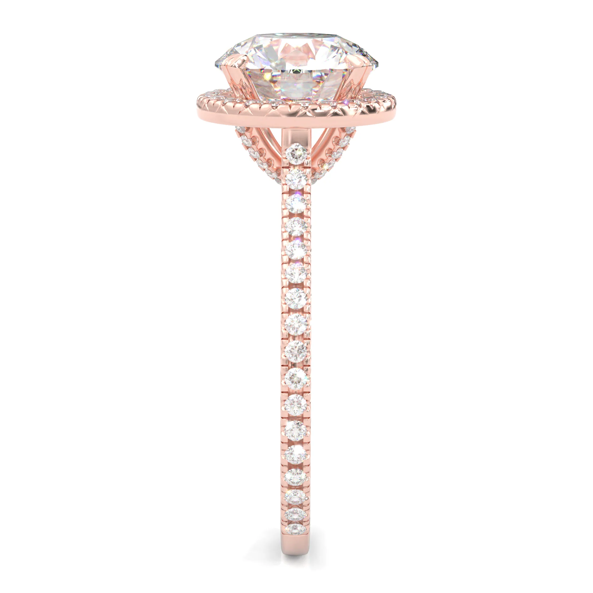 The Luminous Halo Moissanite Wedding Set (14k Solid Rose Gold) - Image 4