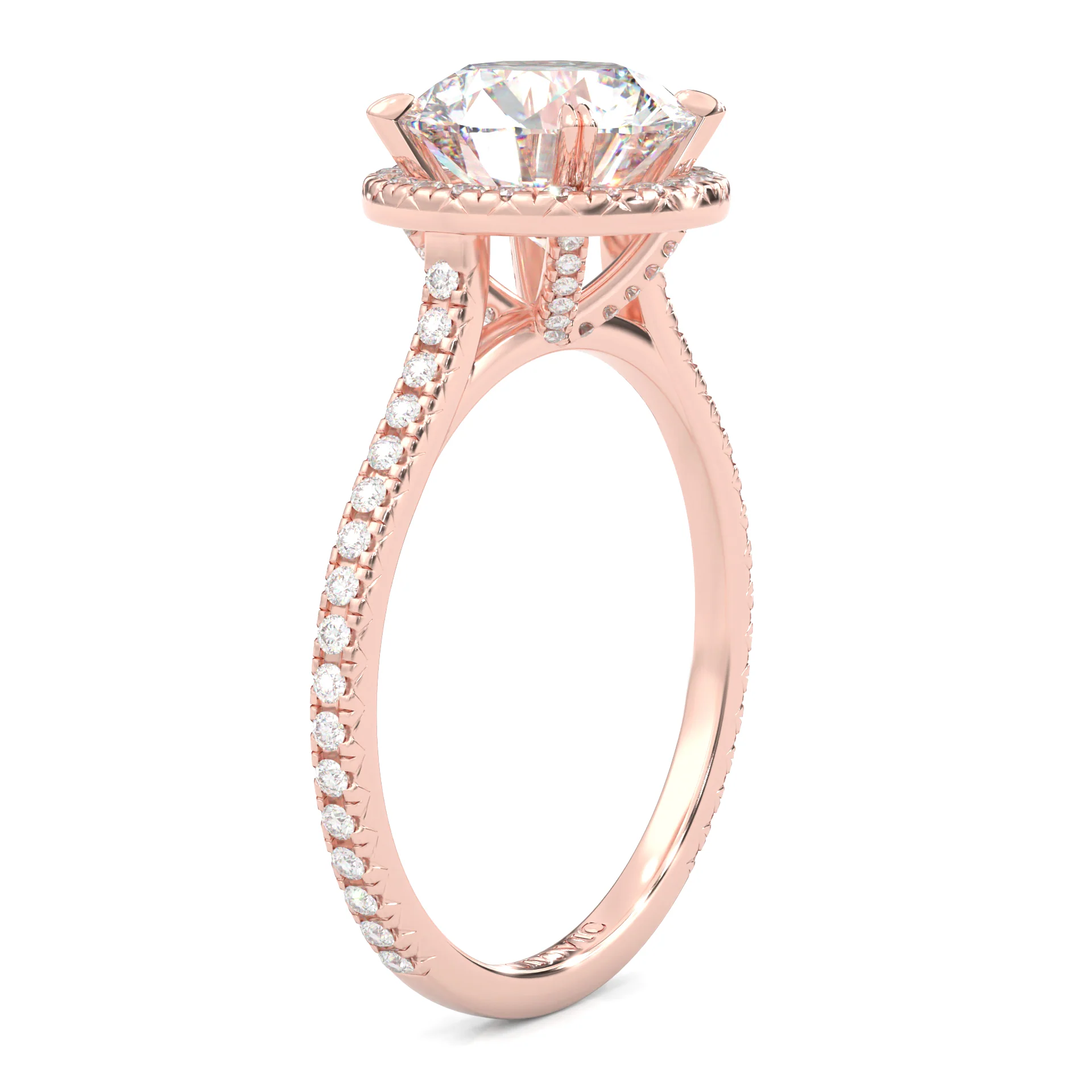 The Luminous Halo Moissanite Wedding Set (14k Solid Rose Gold) - Image 5