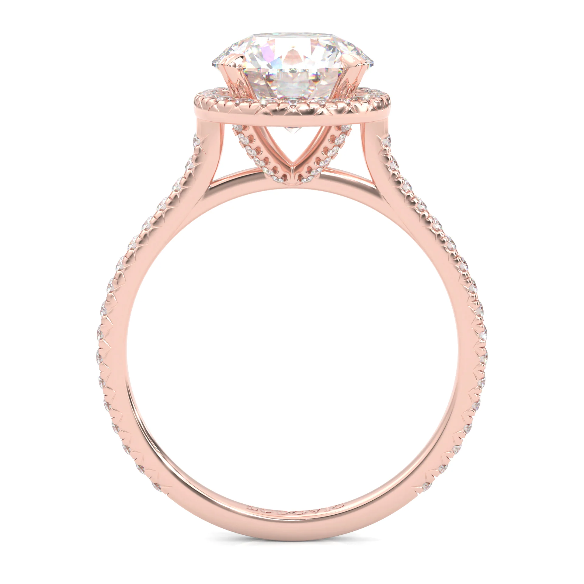 The Luminous Halo Moissanite Wedding Set (14k Solid Rose Gold) - Image 6