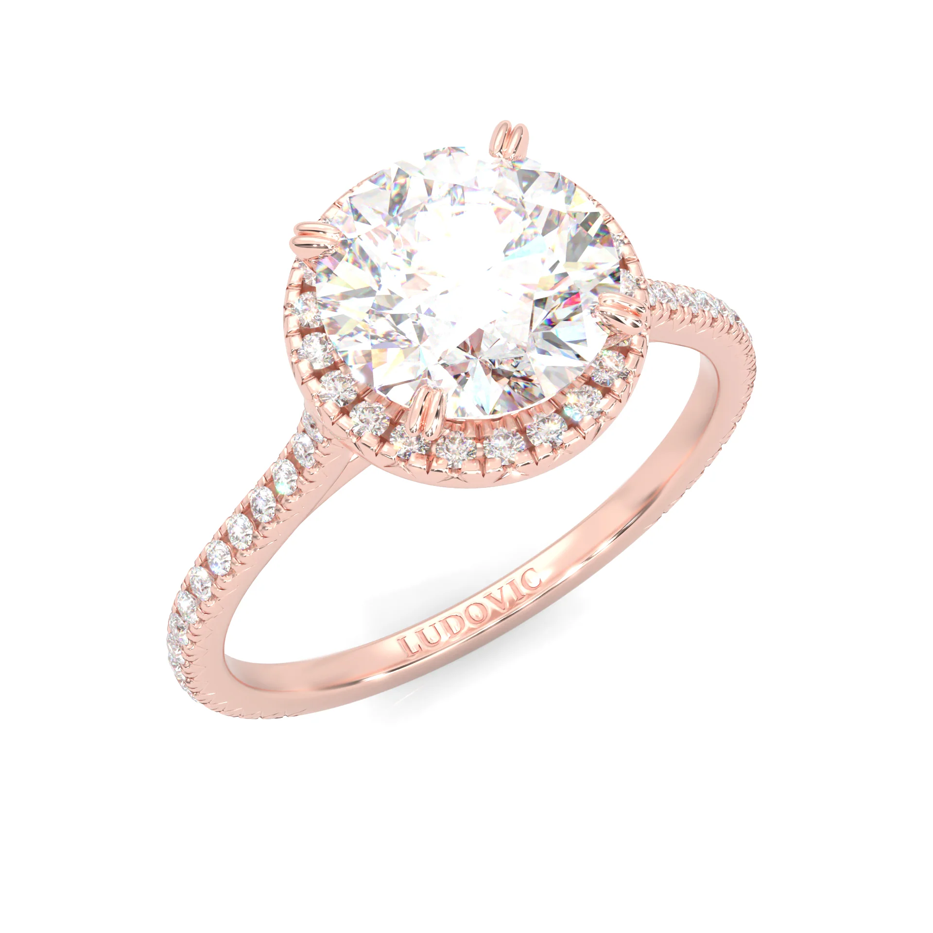 The Luminous Halo Moissanite Wedding Set (14k Solid Rose Gold) - Image 7