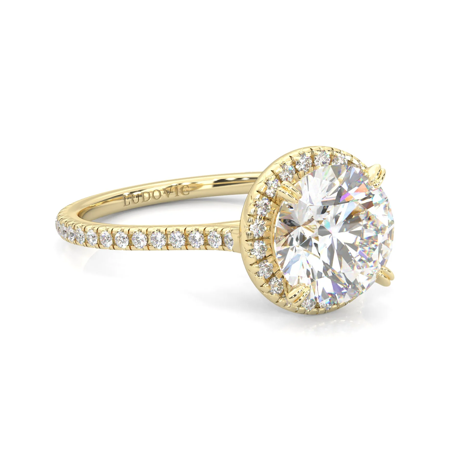 The Luminous Halo Moissanite Wedding Set (14k Solid Yellow Gold) - Image 4