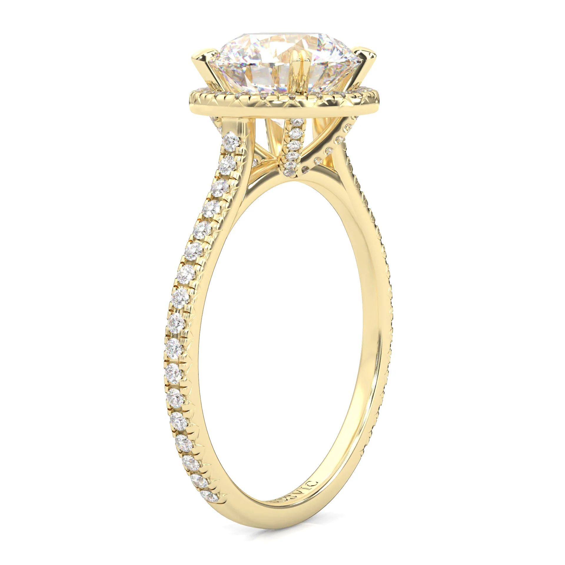 The Luminous Halo Moissanite Wedding Set (14k Solid Yellow Gold) - Image 6