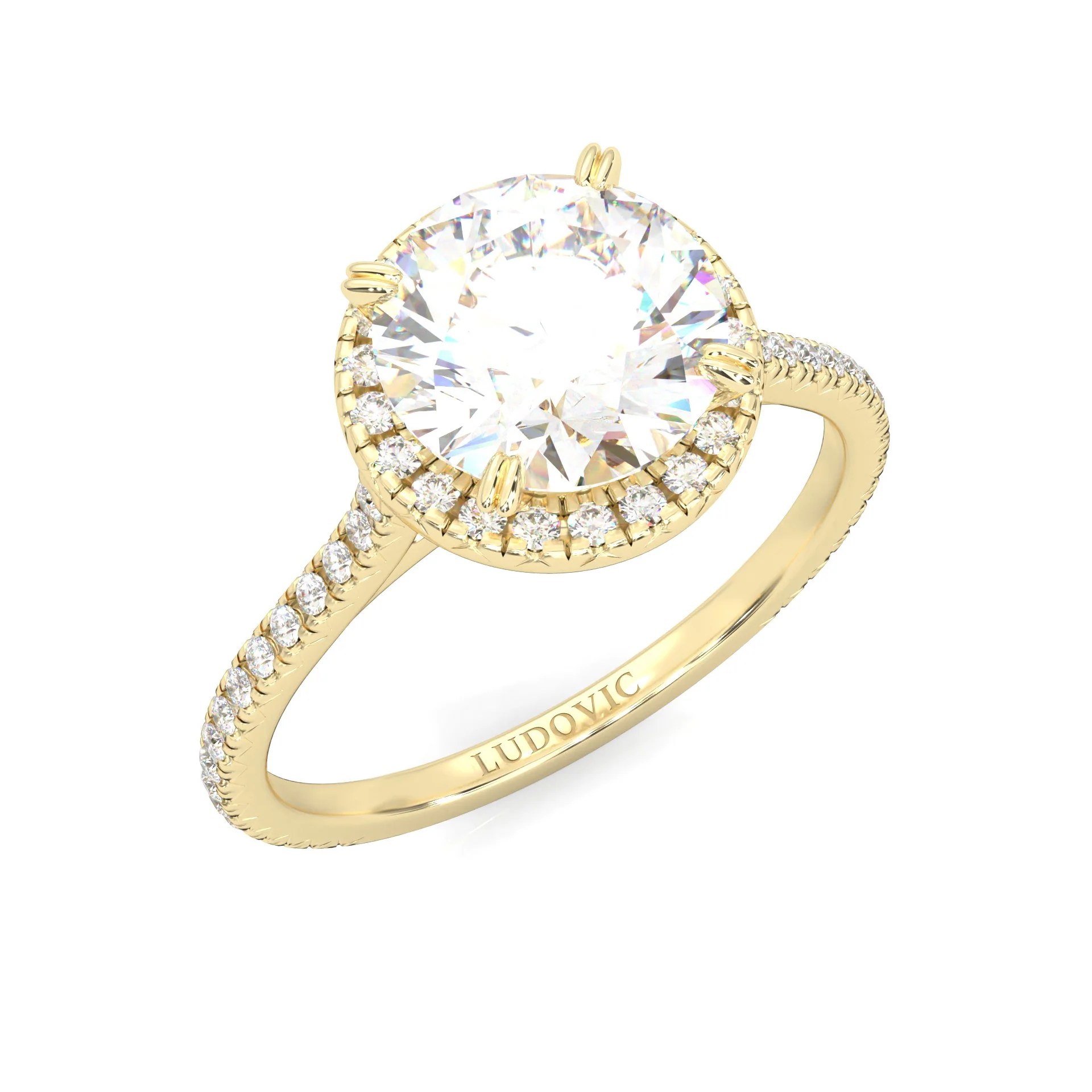 The Luminous Halo Moissanite Wedding Set (14k Solid Yellow Gold) - Image 8
