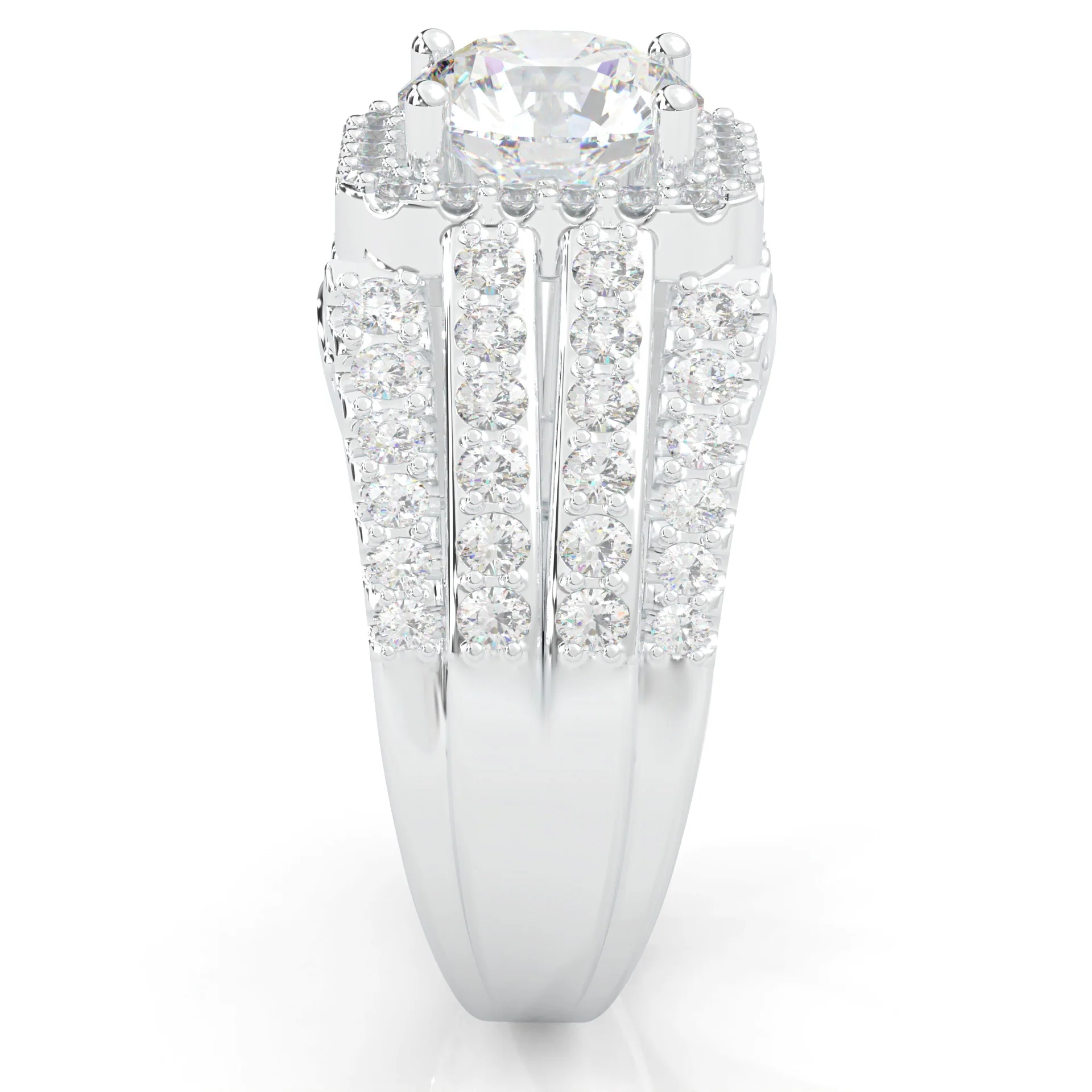 The Multi-Row Moissanite Cocktail Ring Platinum-Plated Silver - Image 4