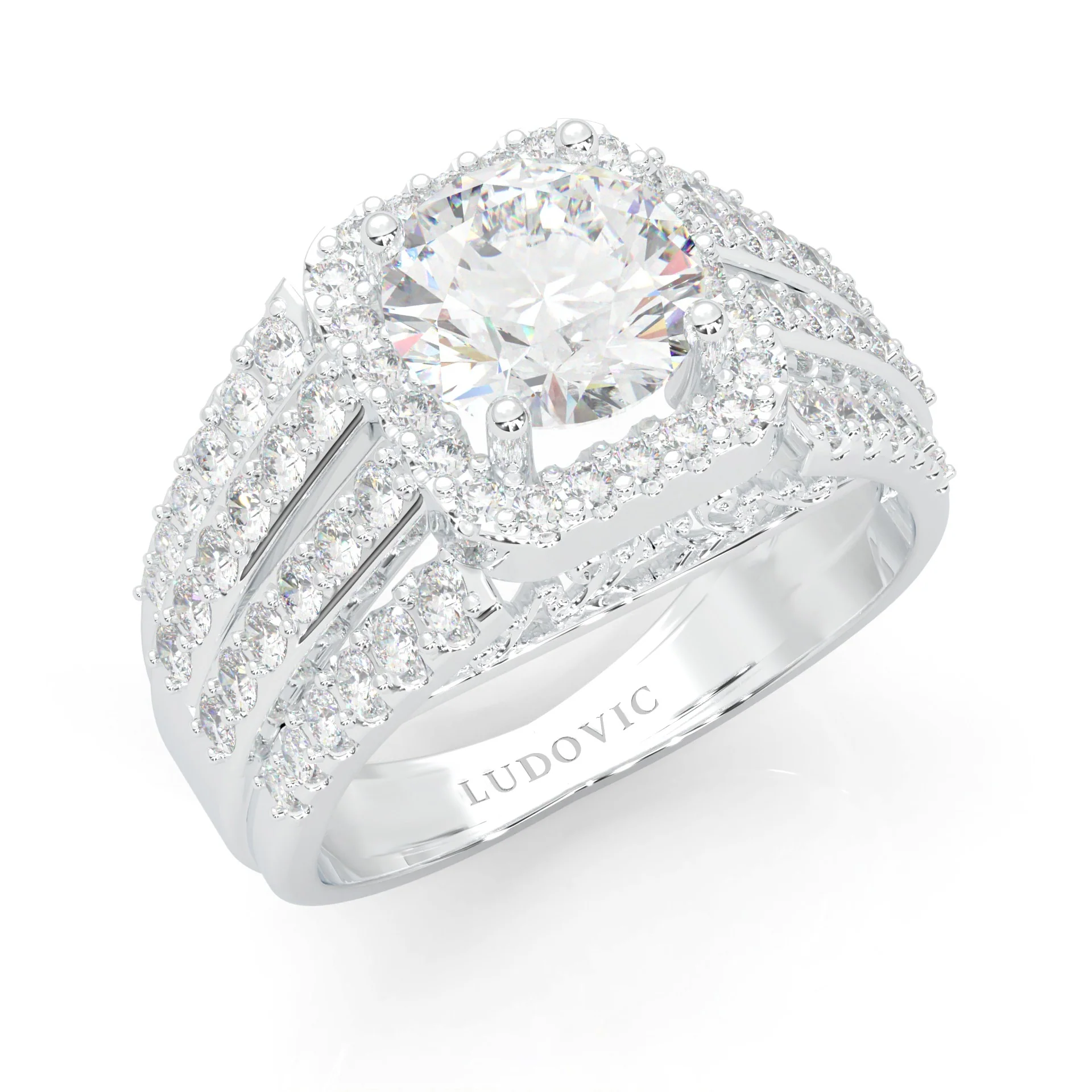The Multi-Row Moissanite Cocktail Ring Platinum-Plated Silver - Image 5