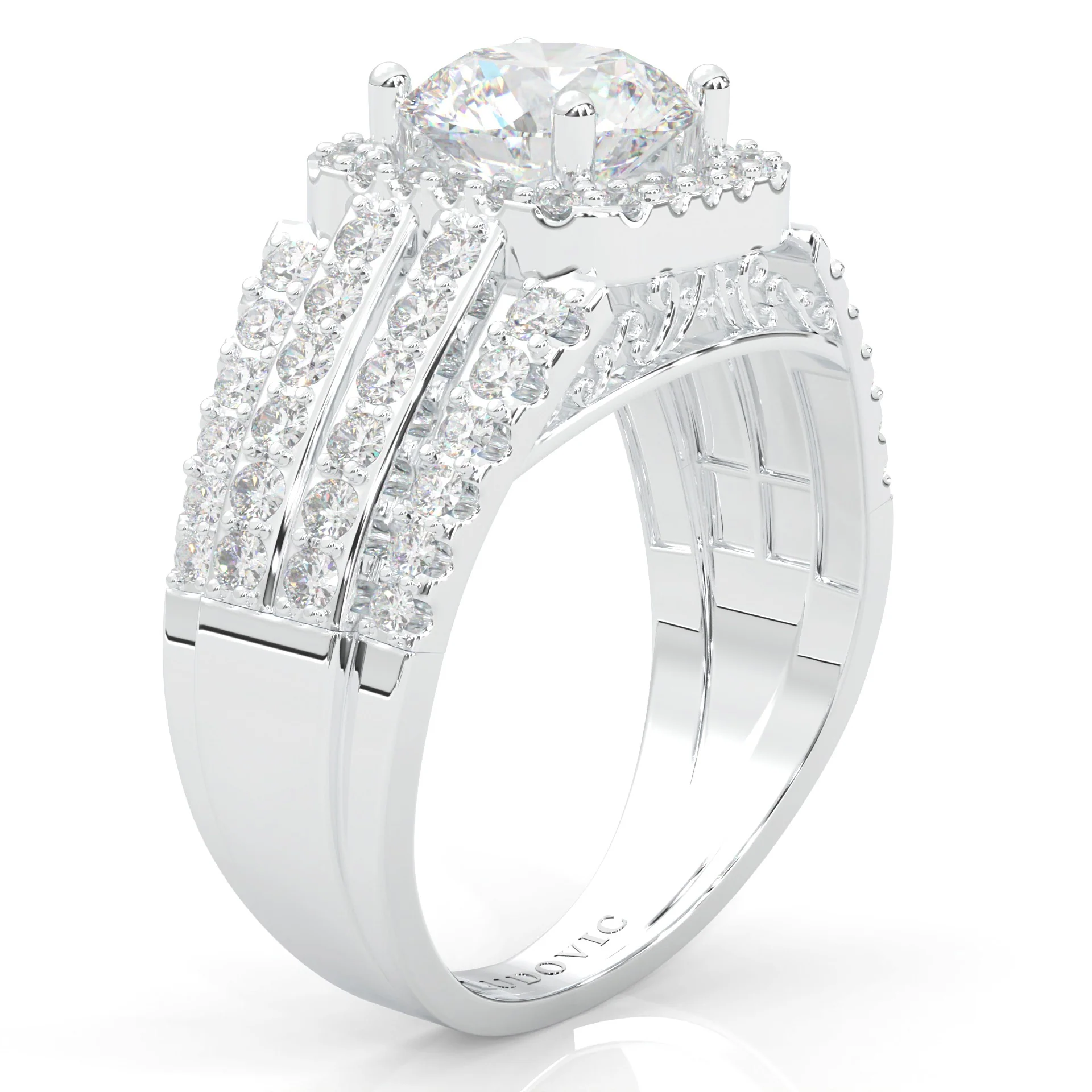The Multi-Row Moissanite Cocktail Ring Platinum-Plated Silver - Image 6