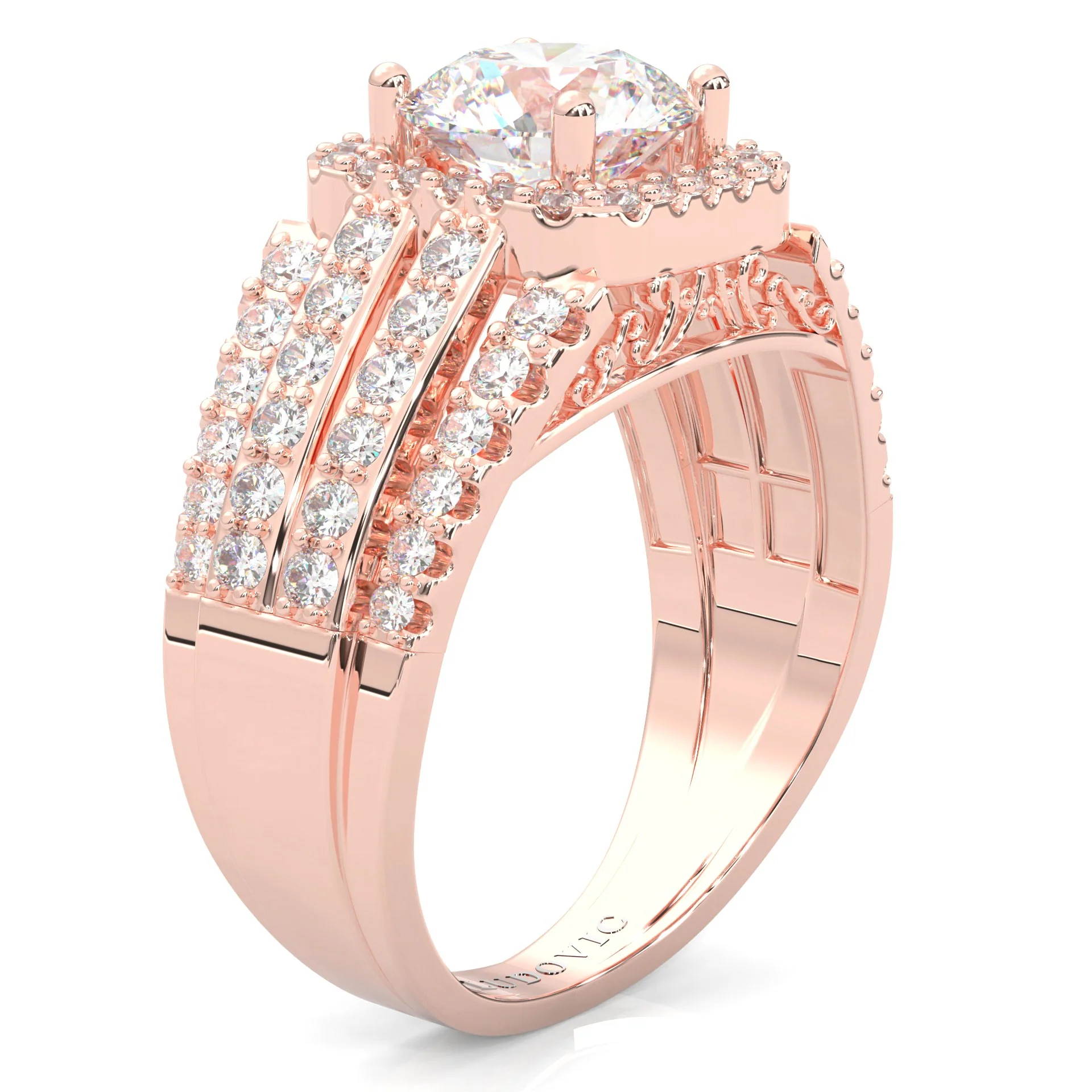 The Multi-Row Moissanite Engagement Ring ( Rose Gold 14k) - Image 3