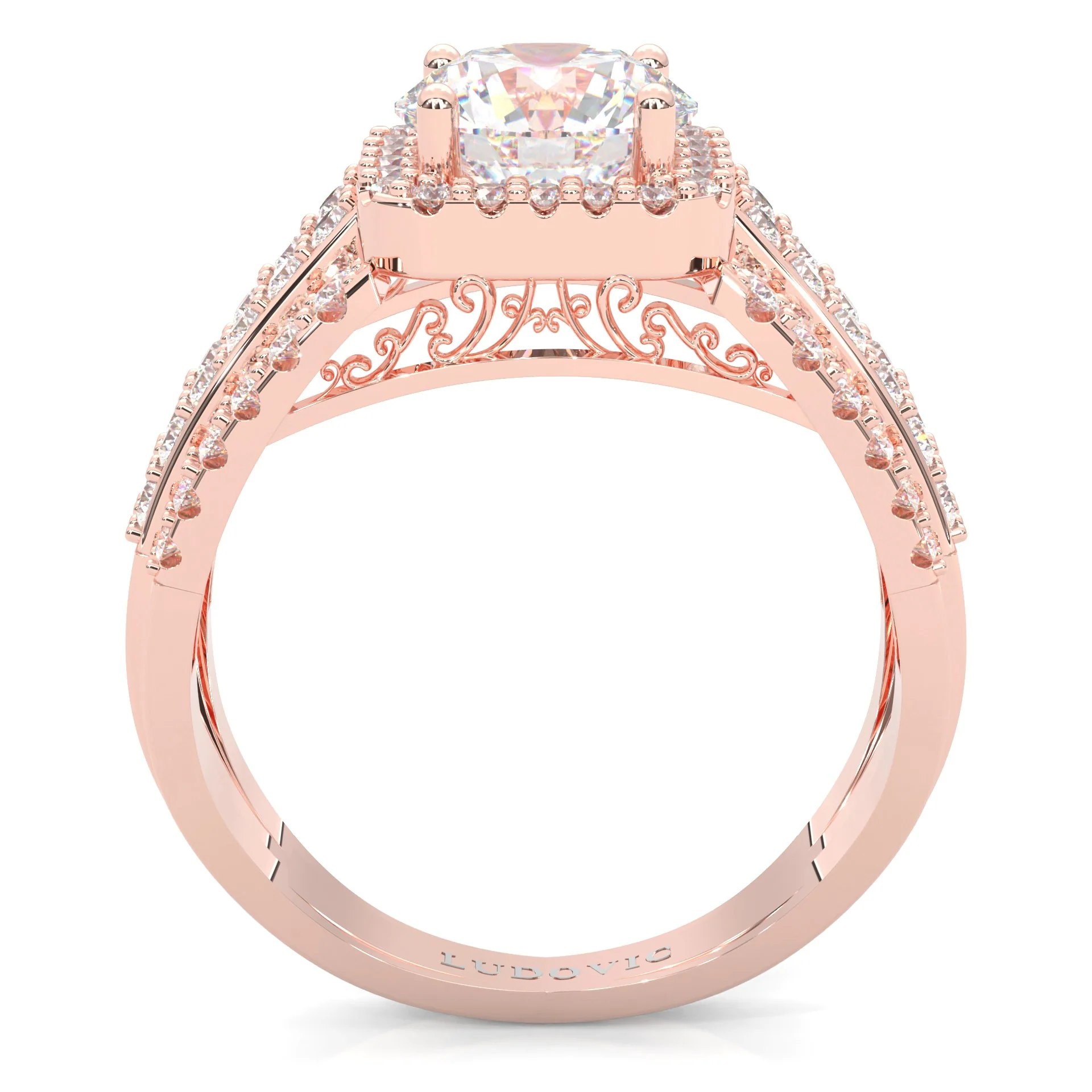 The Multi-Row Moissanite Engagement Ring ( Rose Gold 14k) - Image 4