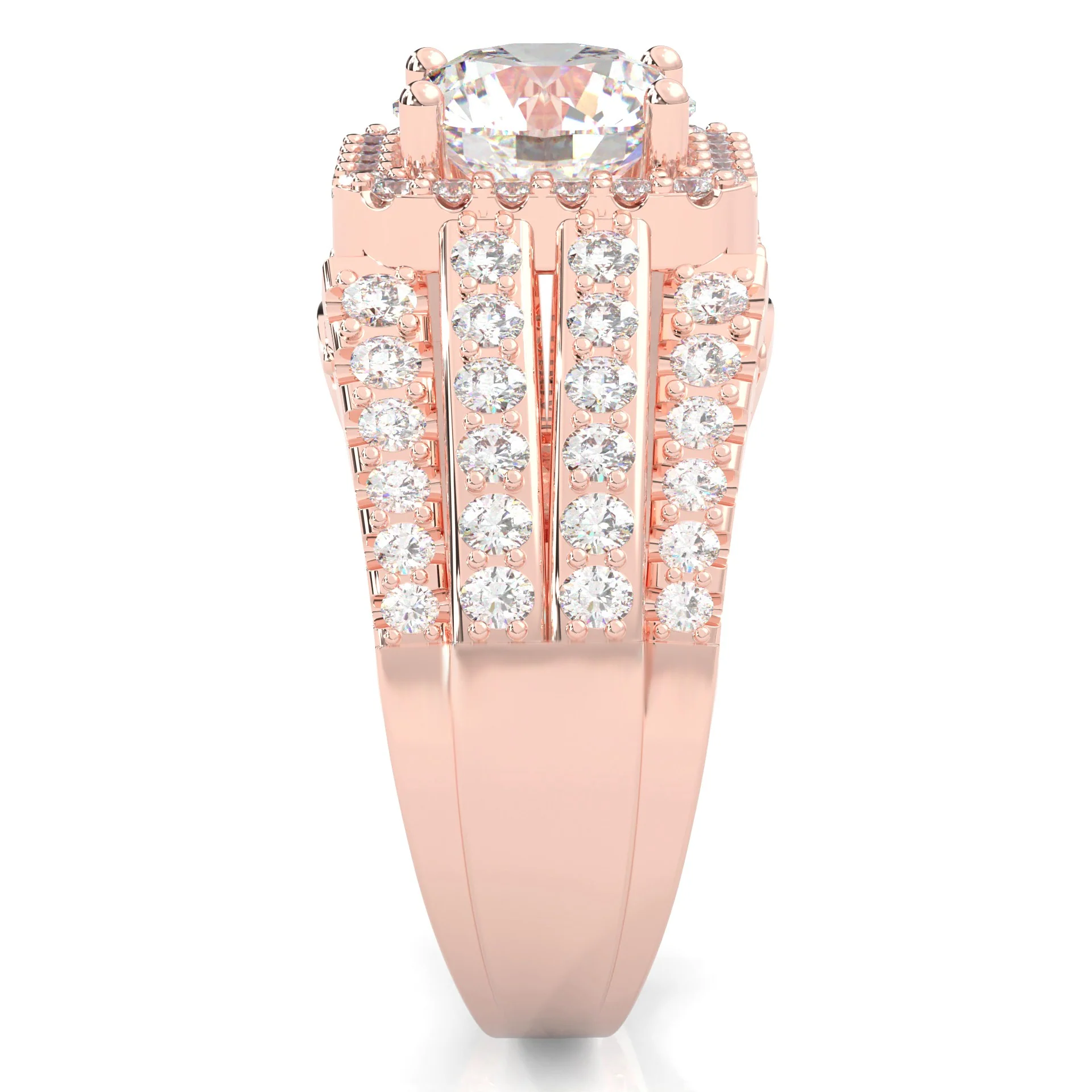 The Multi-Row Moissanite Engagement Ring ( Rose Gold 14k) - Image 5