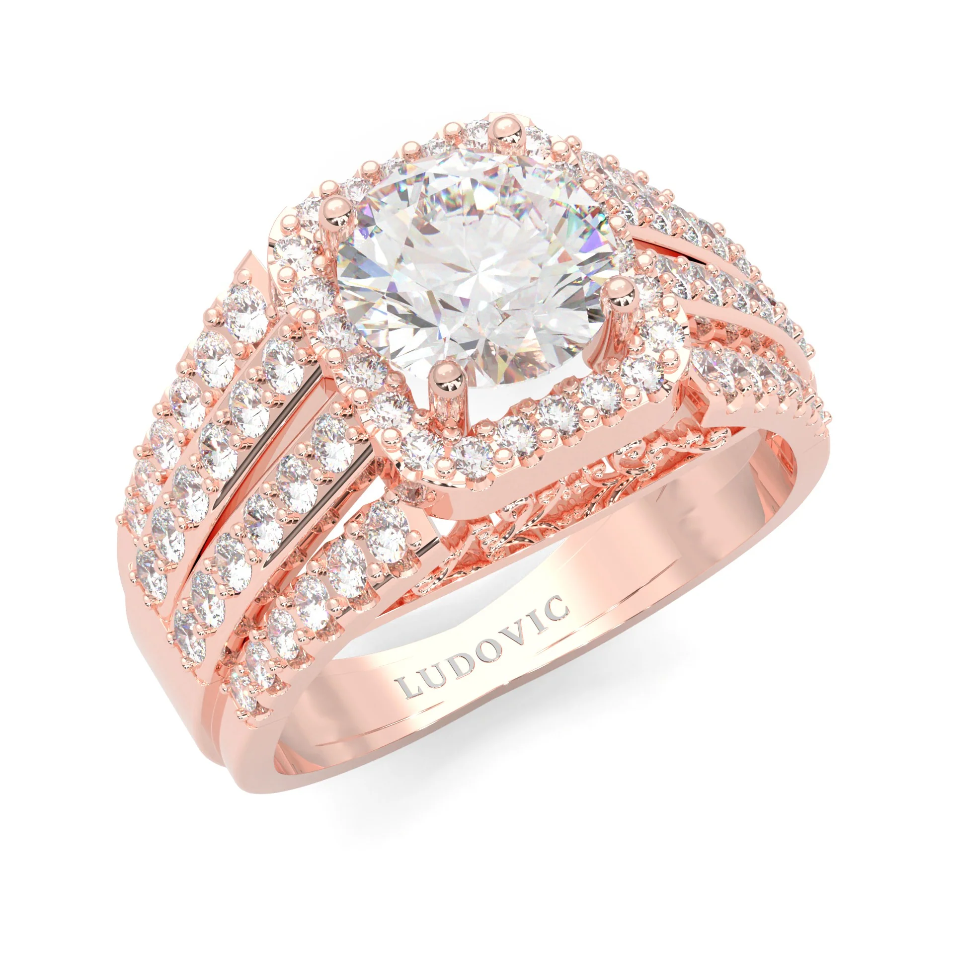 The Multi-Row Moissanite Engagement Ring ( Rose Gold 14k) - Image 6