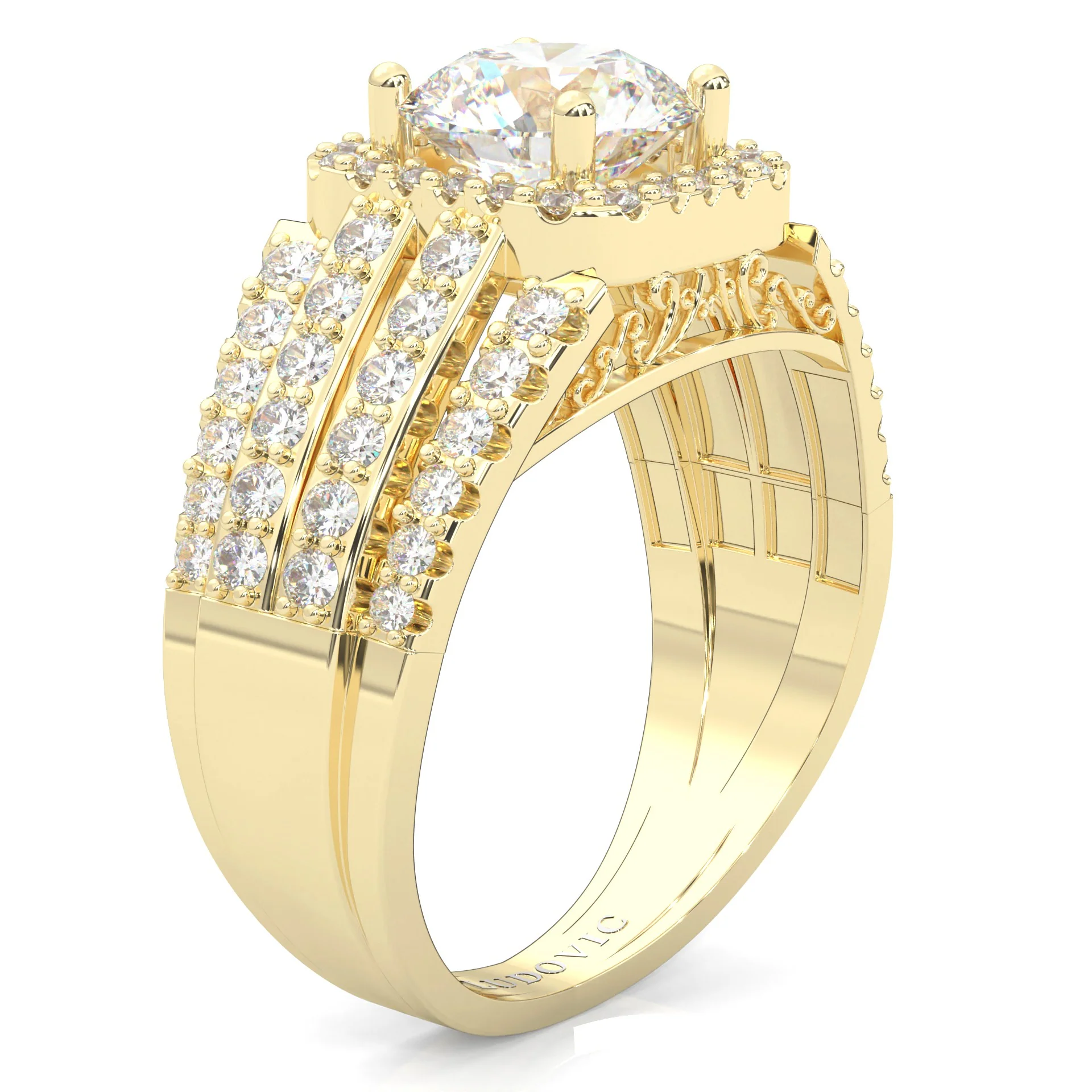The Multi-Row Moissanite Engagement Ring ( Yellow Gold 14k) - Image 3