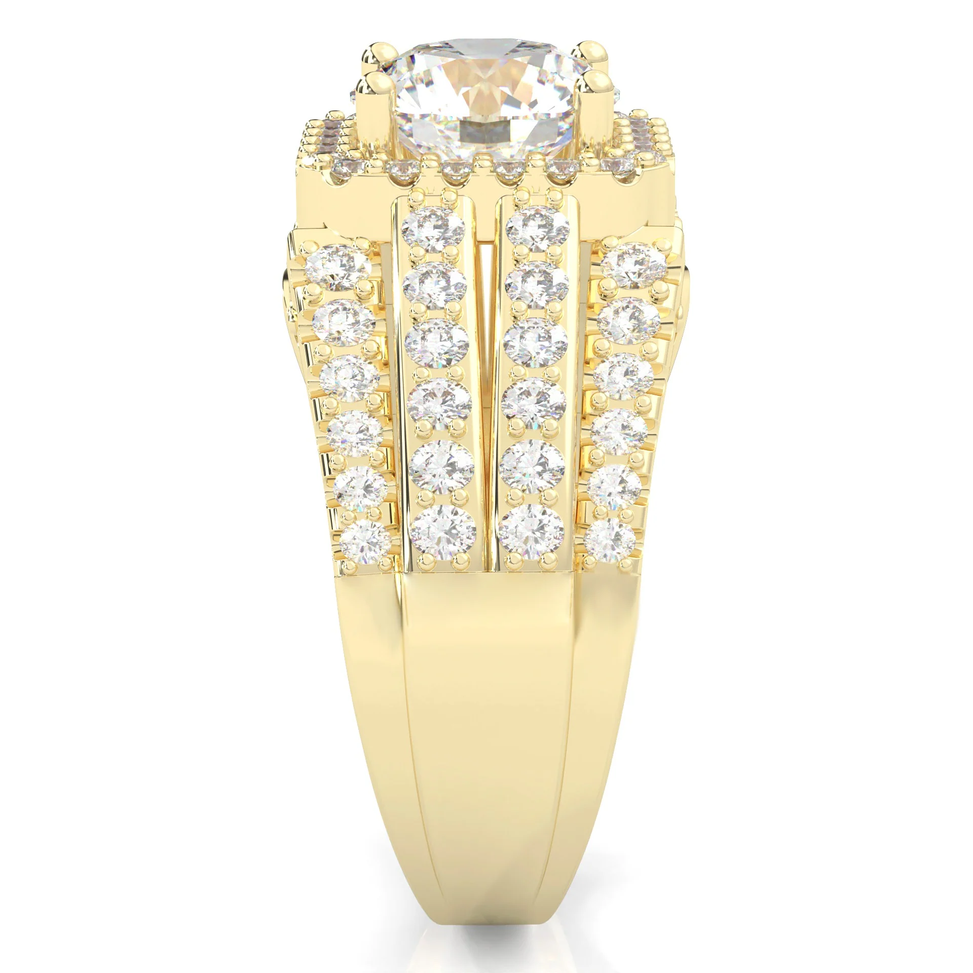 The Multi-Row Moissanite Engagement Ring ( Yellow Gold 14k) - Image 5